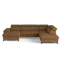 WOHNLANDSCHAFT mit Schlaffunktion und Bettkasten, Orlando-Stoff - Cognac/Schwarz, Kunststoff/Textil (215/81/328cm) - Cotta