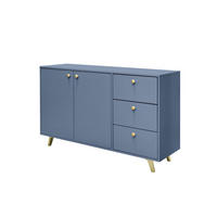 KOMMODE Rainbow Hellblau, Kombikommode mit Schubladen - Goldfarben/Hellblau, Holzwerkstoff (139/86/41cm) - Bettso