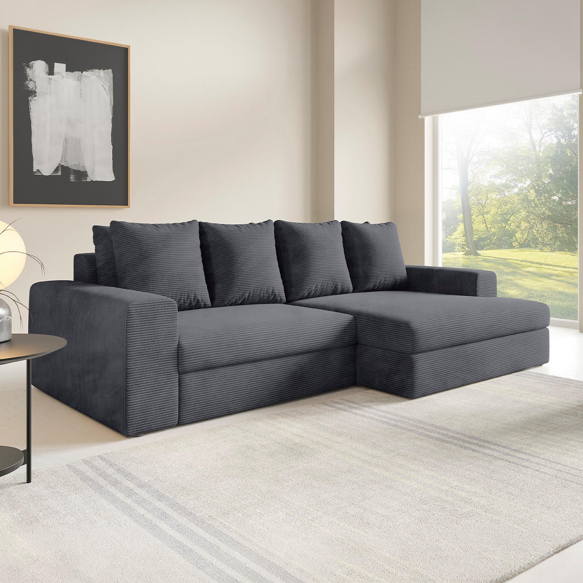 ECKSOFA Paola 3 Sitzplätze Grau - Grau, Holz (272/167cm) - Petits-meubles