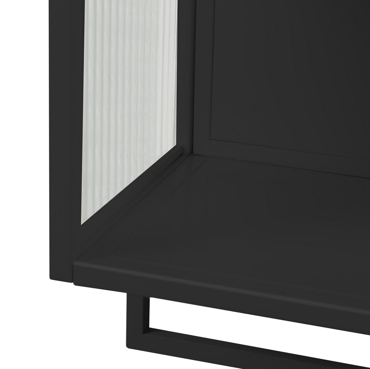 KÜCHENOBERSCHRANK 60/23/78 cm mit 2 Glastüren, offener Ablage und Handtuchhalter aus Glas und Metall, Schwarz - Schwarz, Glas (60/78/23cm) - Redom