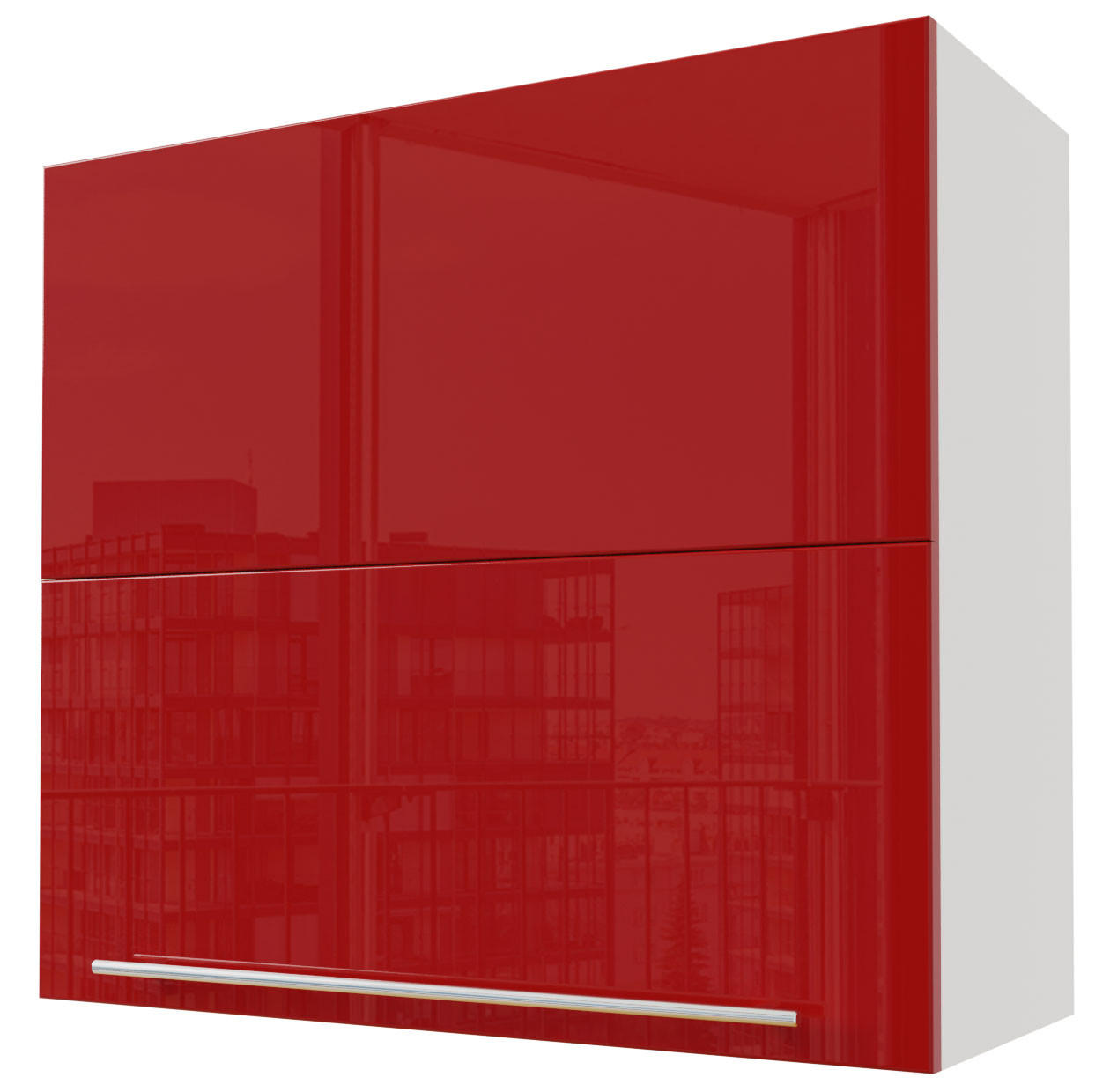 KLAPPHÄNGESCHRANK Brerra W8B/80-AV Weiß / RAL 3002 karminrot Hochglanz 80 / 32,5 / 72cm - Rot/Weiß, Holz/Holzwerkstoff (80/72/32.5cm) - Feldmann-Wohnen