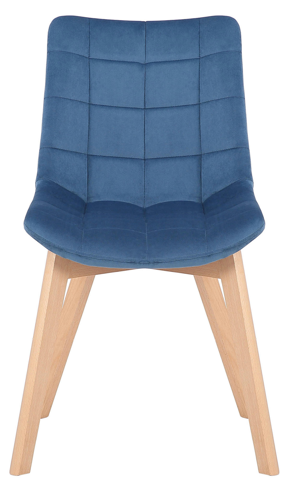 STUHL Samt Blau - Blau/Eukalyptusholzfarben, Holz/Textil (46/82/61cm) - CLP