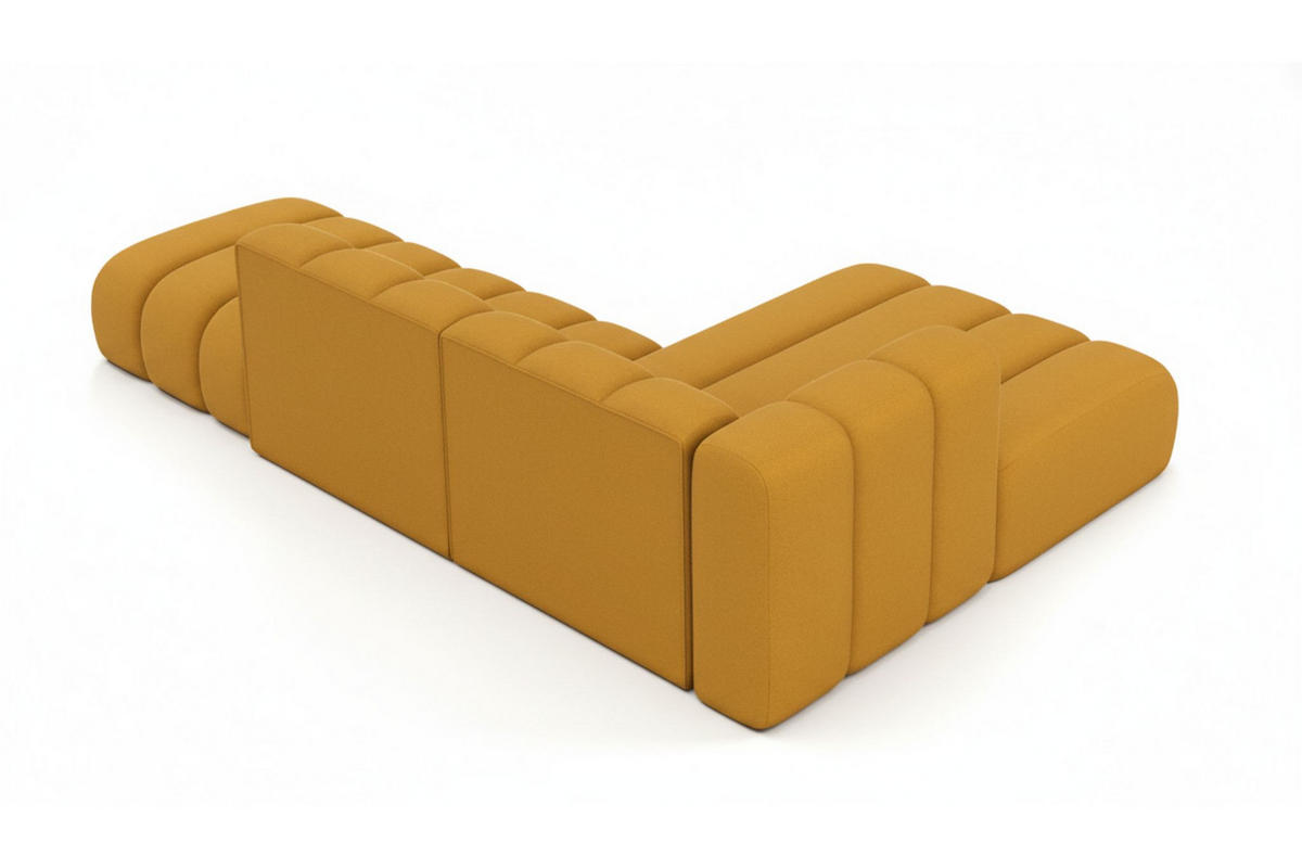 ECKSOFA L-form mit Hocker, Grand Mini, Stoff Salvador, Gelb, Rechts - Gelb, Holz (295/179cm) - Kaiser Möbel