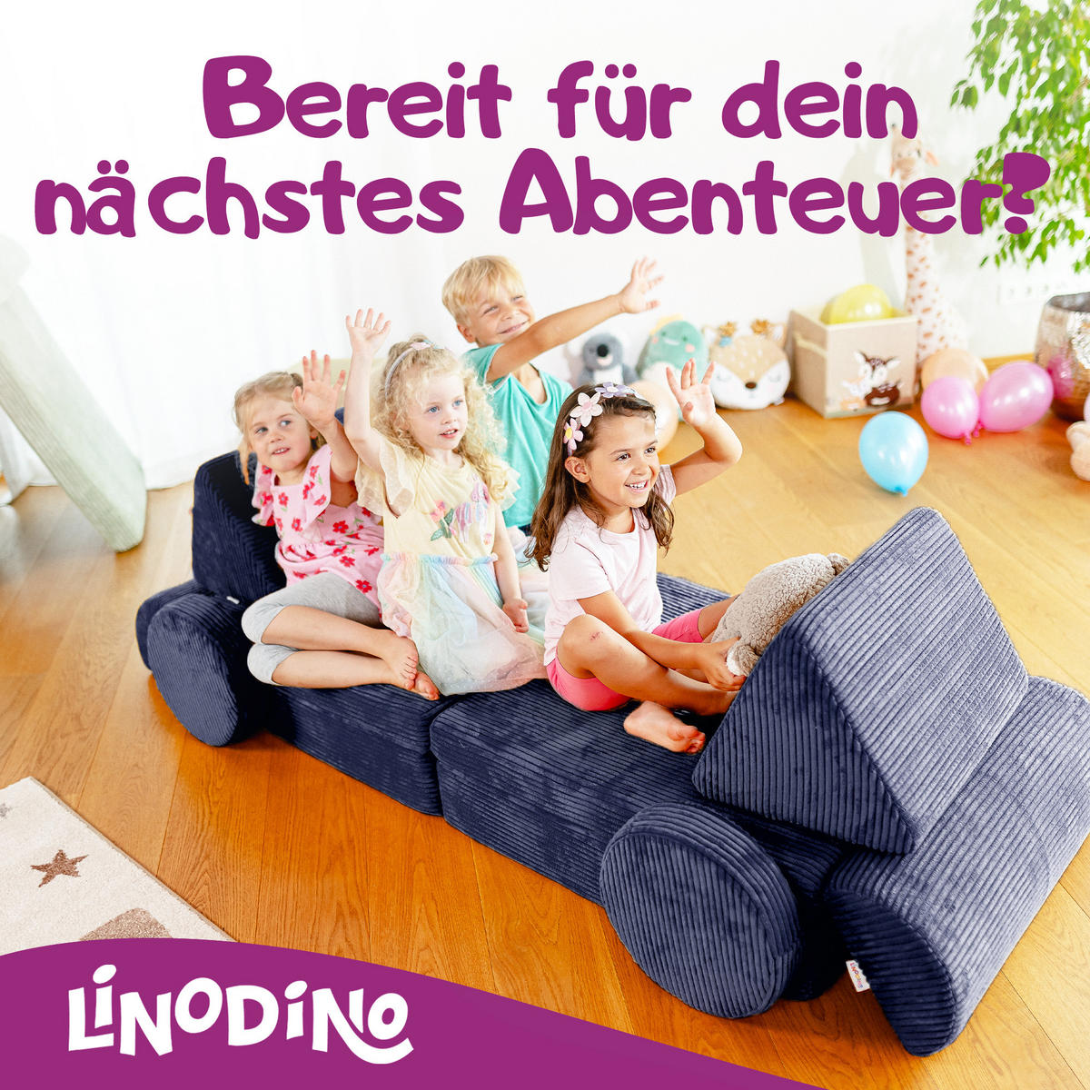 SPIELSOFA Kinder Fantasiewelt 8tlg - Dunkelblau, Textil (150/55/66cm) - Linodino