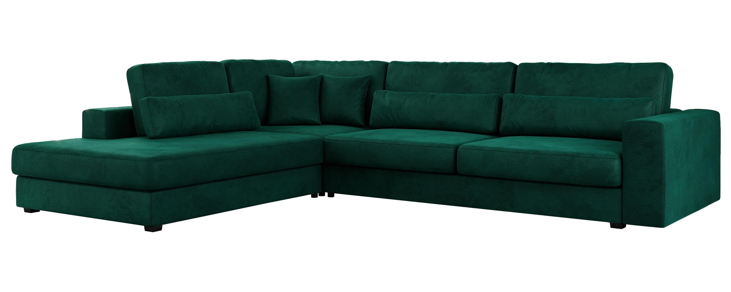 ECKSOFA Savona Dunkelgrün Velvet - links - Dunkelgrün/Schwarz, Kunststoff/Textil (316/249cm) - MKS