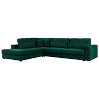 ECKSOFA Savona Dunkelgrün Velvet - links - Dunkelgrün/Schwarz, Kunststoff/Textil (316/249cm) - MKS