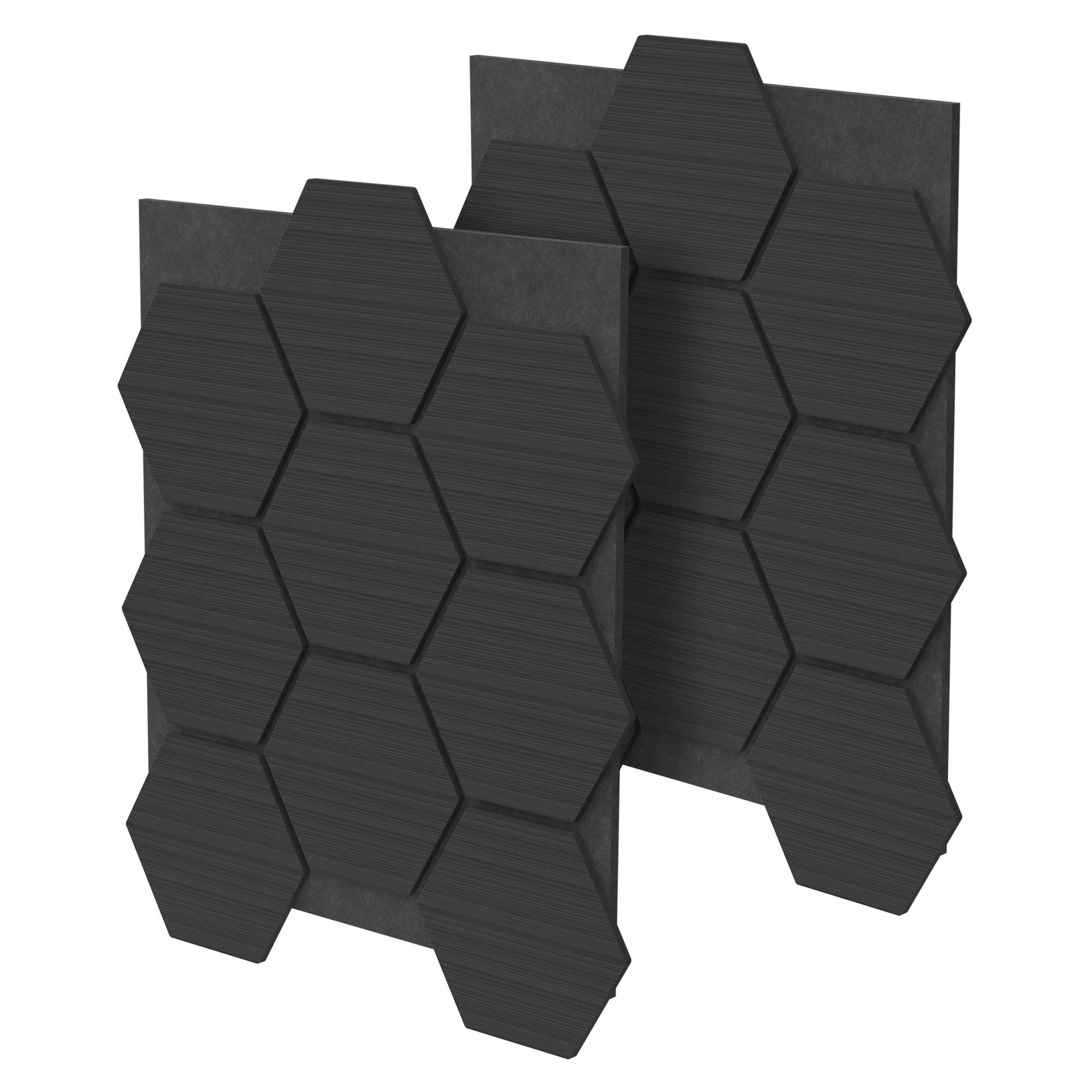 ML-DESIGN AKUSTICKÝ PANEL z pravého dřeva, sada 2 ks, černý, šestiúhelníkový