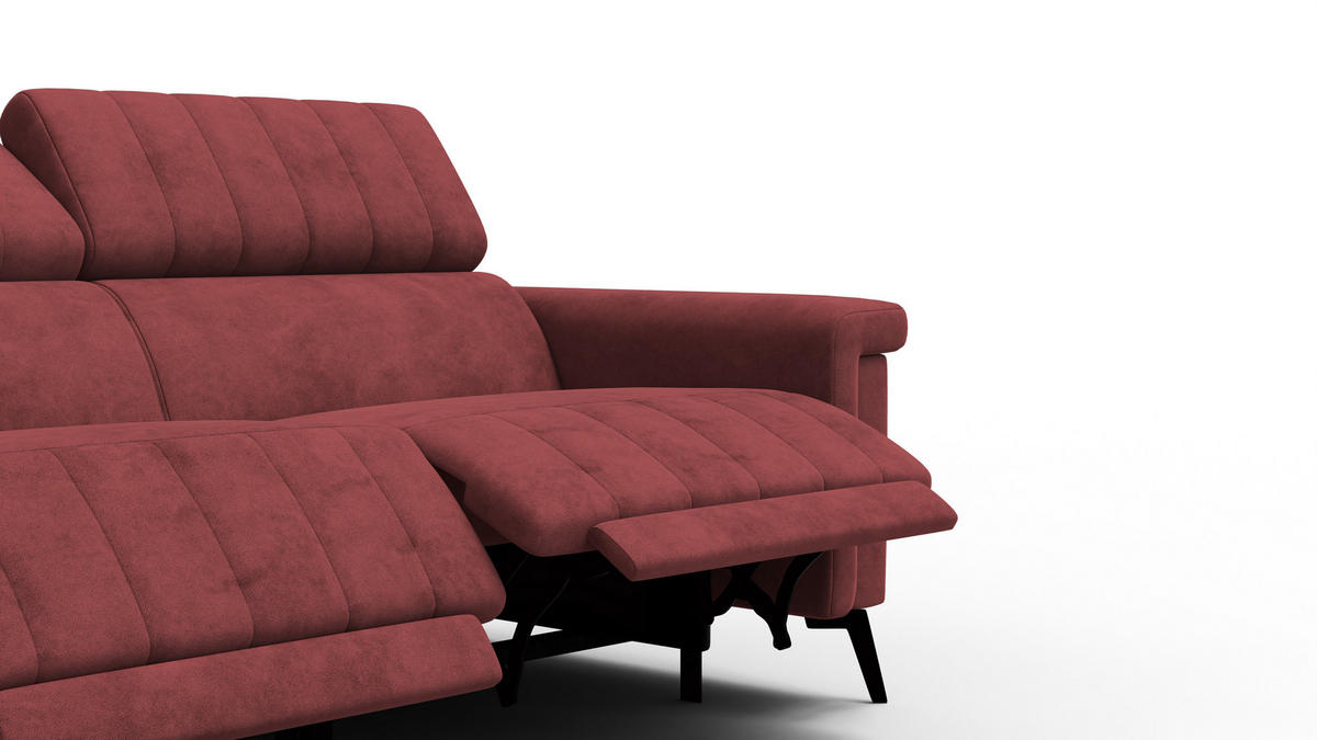 RELAXSOFA NORDEL 3-Sitzer, bordeaux - Bordeaux/Schwarz, Holz/Textil (194/80/105cm) - Courtois Laville