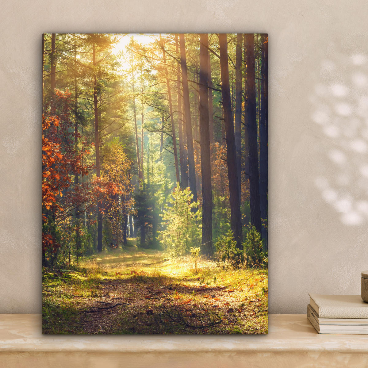 LEINWANDBILD Wald - Herbst - Bäume Room Decor 30x40 cm - Dunkelgrün, Textil (30/40cm) - MuchoWow