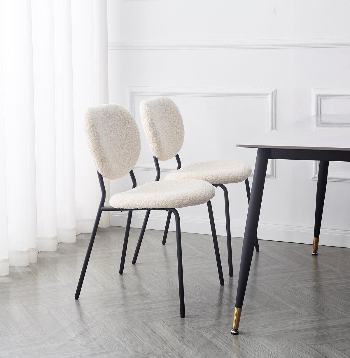 STUHL 2er-Set Wolle Weiß - Weiß, Textil (49/82.5/54.5cm) - Nordlys