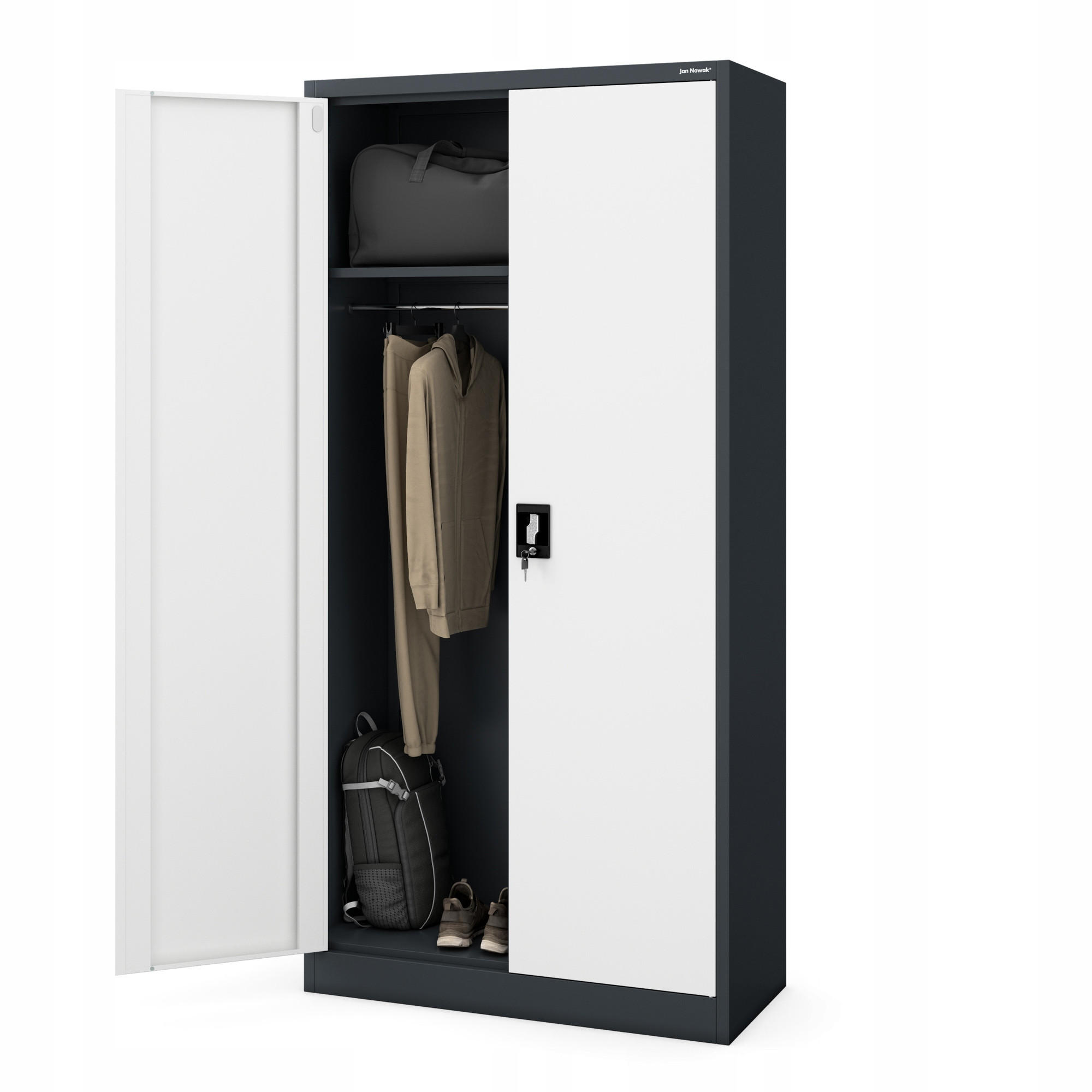 MEHRZWECKSCHRANK DAWID - Anthrazit/Weiß, Metall (90/185/45cm) - Jan Nowak