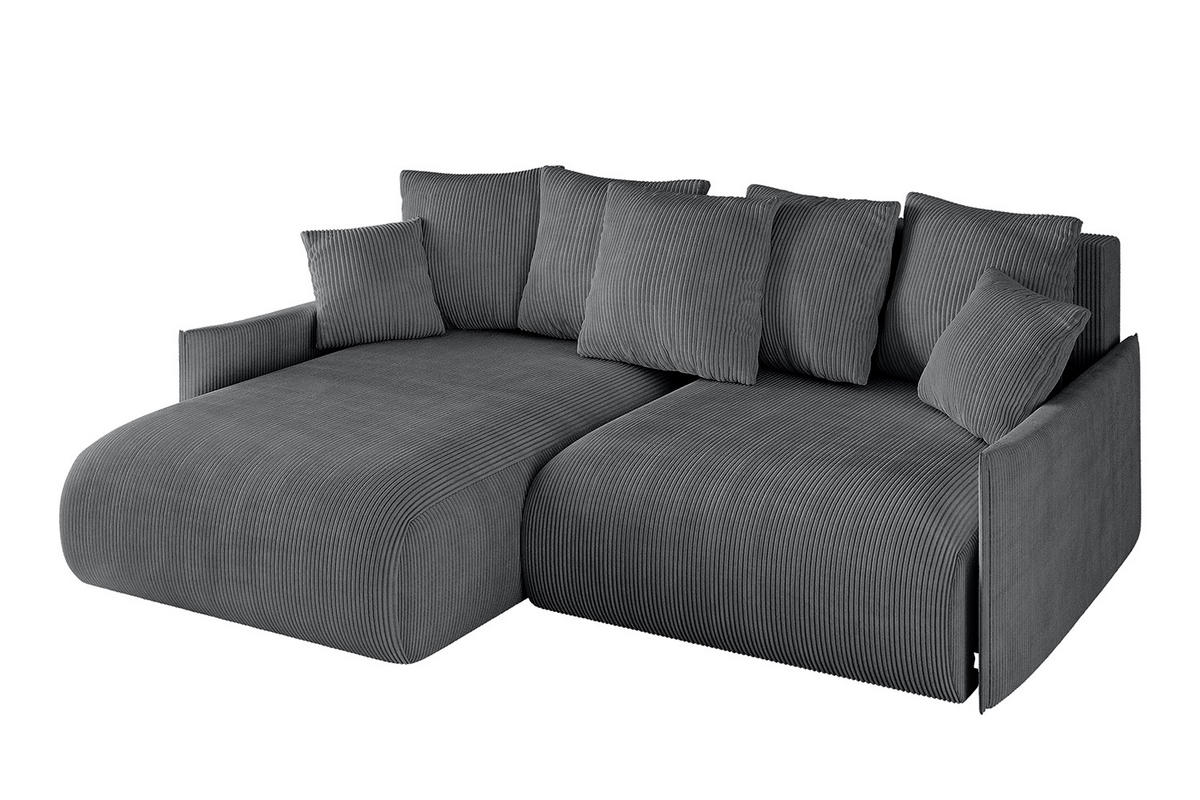 ECKSOFA mit Schlaffunktion und Bettkasten ONESK-L -v1 208x165x40 Dunkelgrau Cord - Dunkelgrau, Holzwerkstoff/Kunststoff (208/165cm) - ALTDECOR