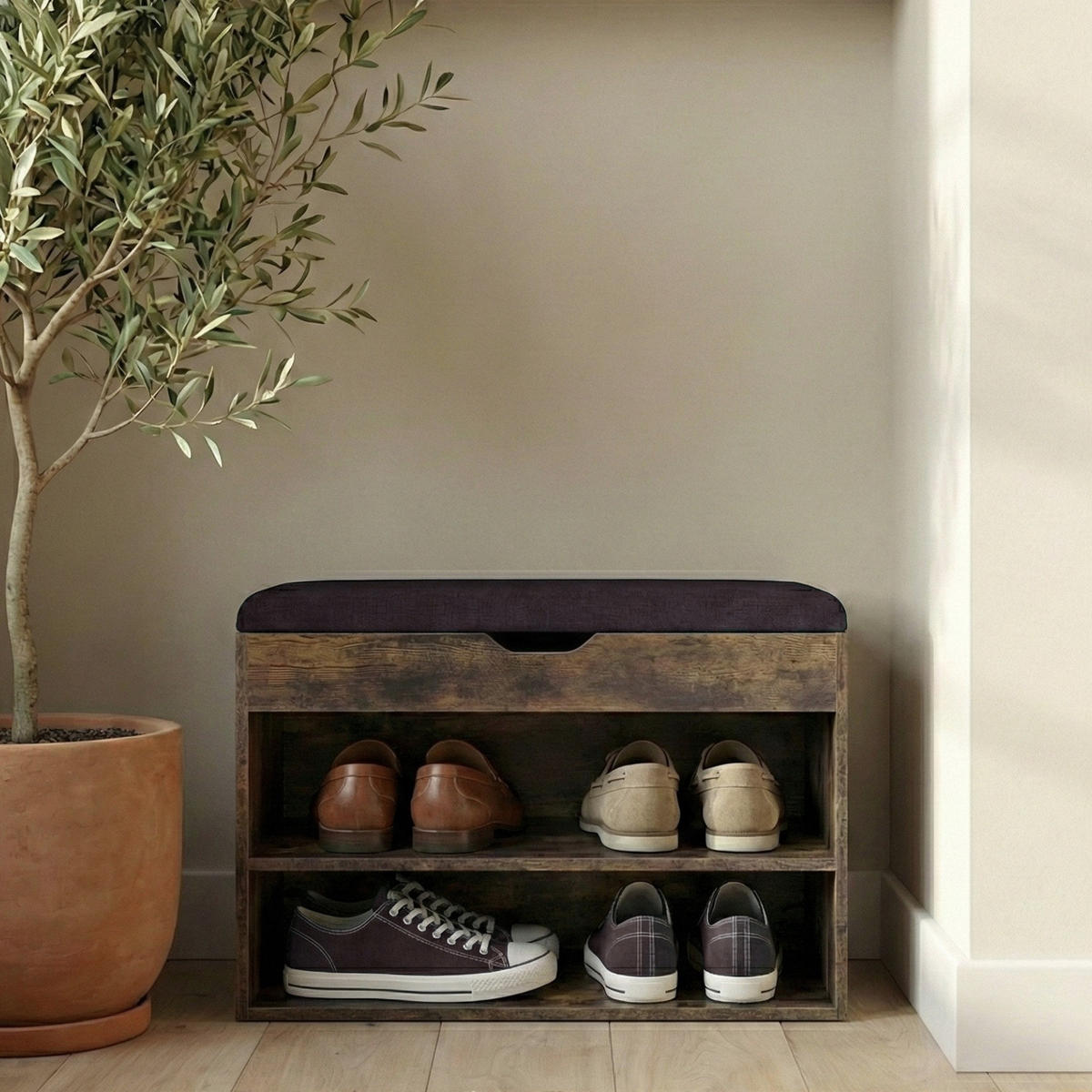 SCHUHREGAL Vault 60/30/47 cm - Dunkelbraun, Holzwerkstoff (30/47/60cm) - BOXIMO