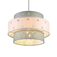 LAMPENSCHIRM STARLIGHT Grau, Rosa, einfache Installation, nicht elektrisch - Pink, Textil (30/30/19cm) - CGC Europe