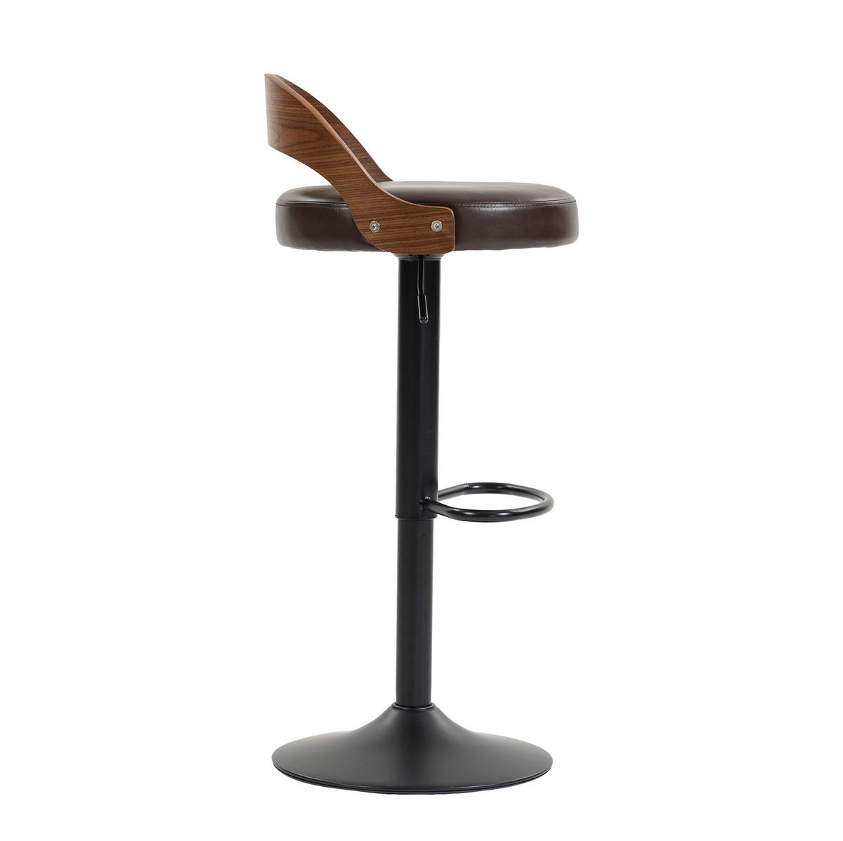 BARHOCKER 2er-Set drehbar höhenverstellbar mit Rückenlehne PU-Leder Braun - Braun, Metall (42/77/42.5cm) - Meubliv