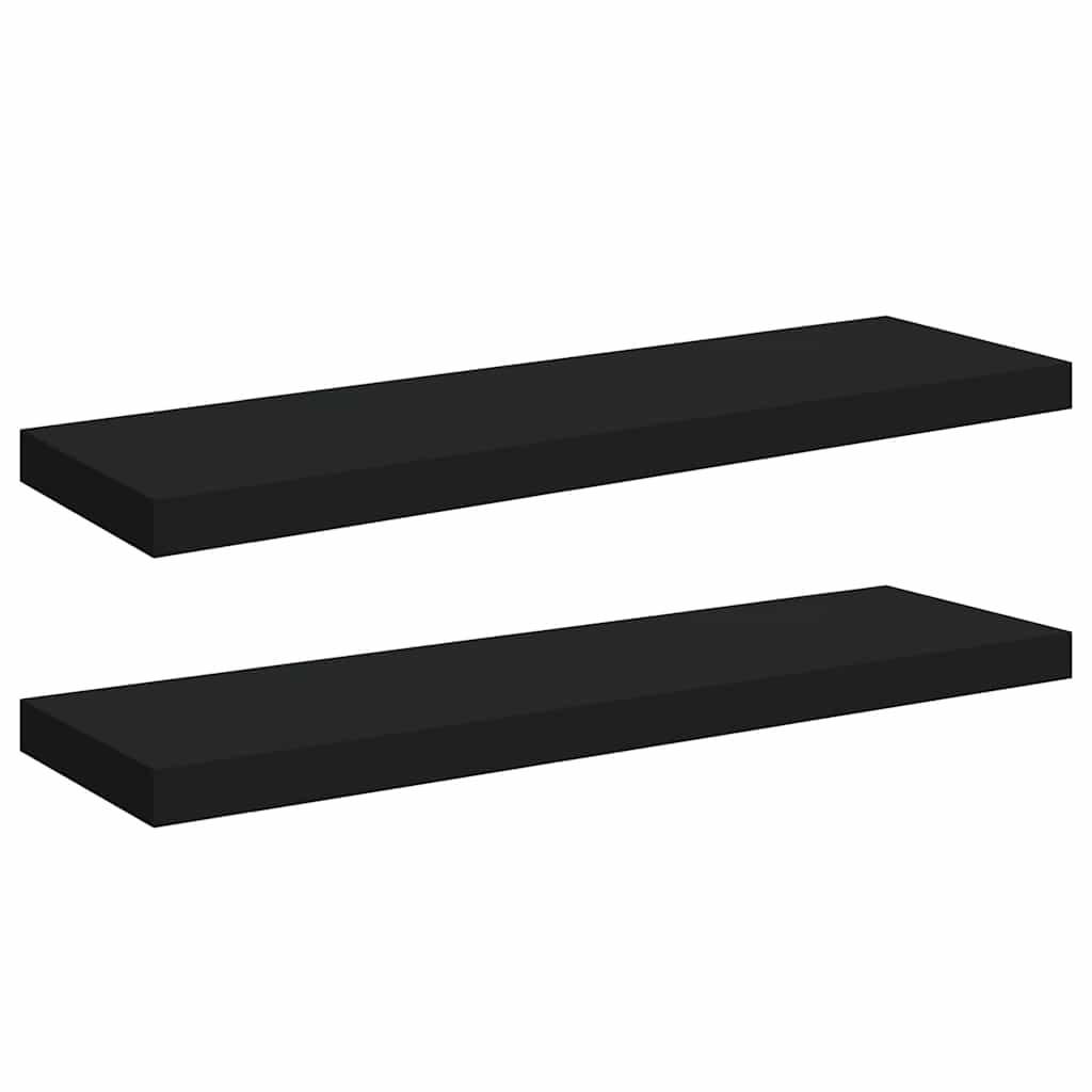 WANDBOARDSET 2-teilig 80/23,5/3,8 cm aus Mdf Schwarz - Schwarz, Holzwerkstoff/Metall (80/3.8/23.5cm) - vidaXL
