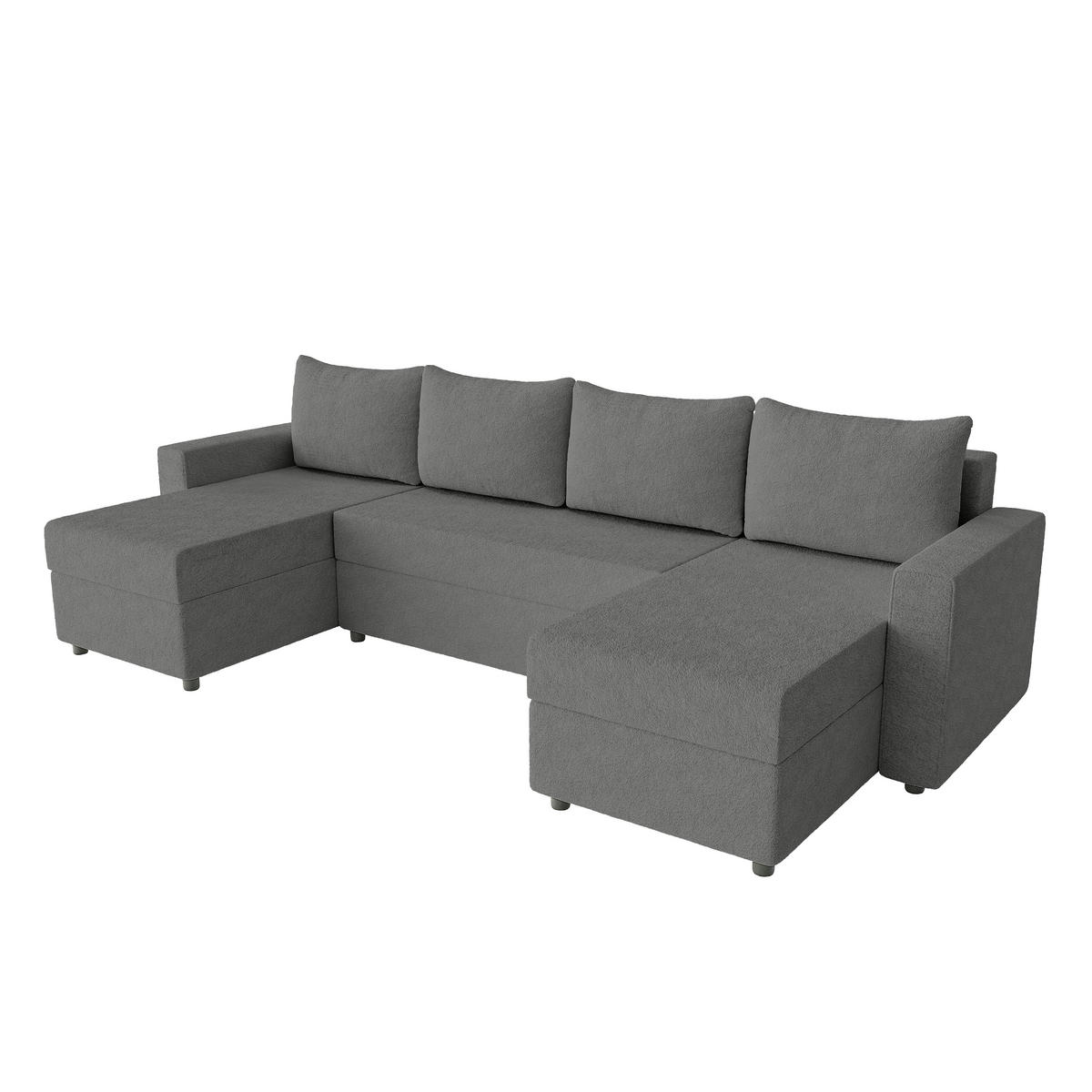 WOHNLANDSCHAFT Goka Lux U mit Schlaffunktion, Graphit - Graphitfarben, Textil (298/72/146cm) - Fedve