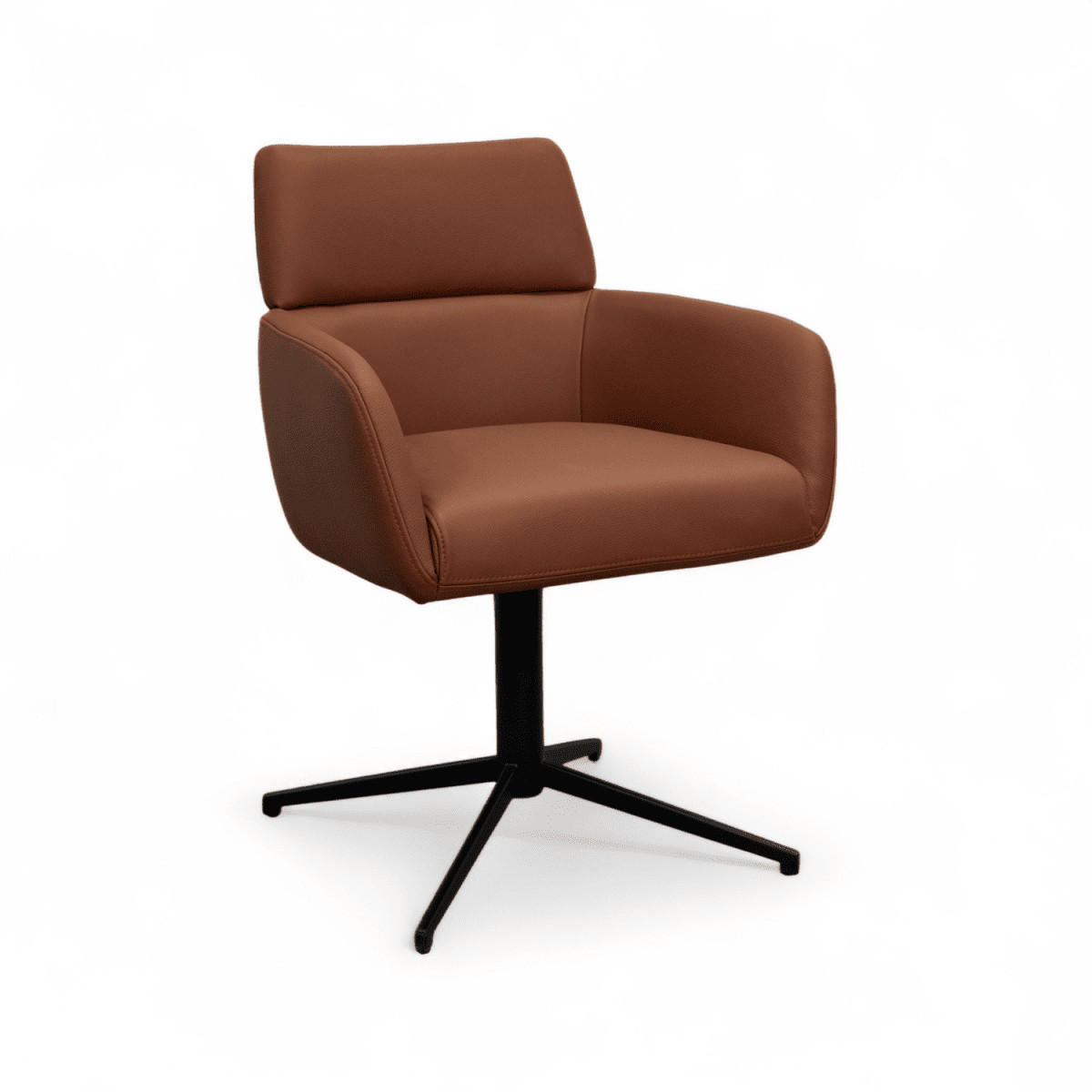 STUHL-SET 4 Stück in Echtleder Dunkelbraun - Schwarz/Braun, Leder/Metall (58/83/58cm) - Furnhouse