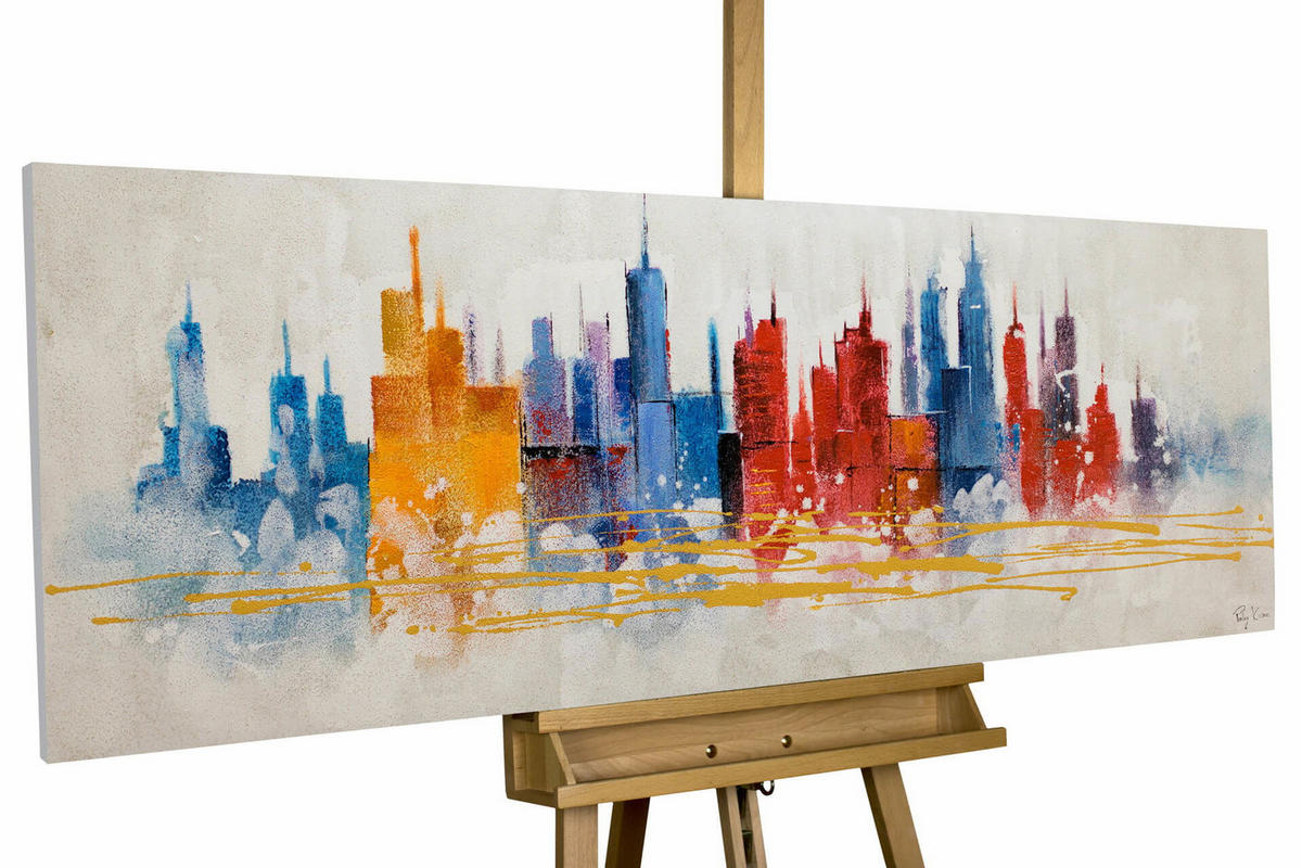 ACRYLBILD HANDGEMALT 150/50 cm - Multicolor, Holz/Textil (150/50cm) - KUNSTLOFT