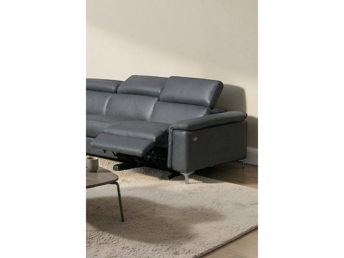 ECKSOFA Avenger Echtleder mit 1 x Relaxfunktion Anthrazit - Anthrazit, Leder/Metall (224/81/271cm)