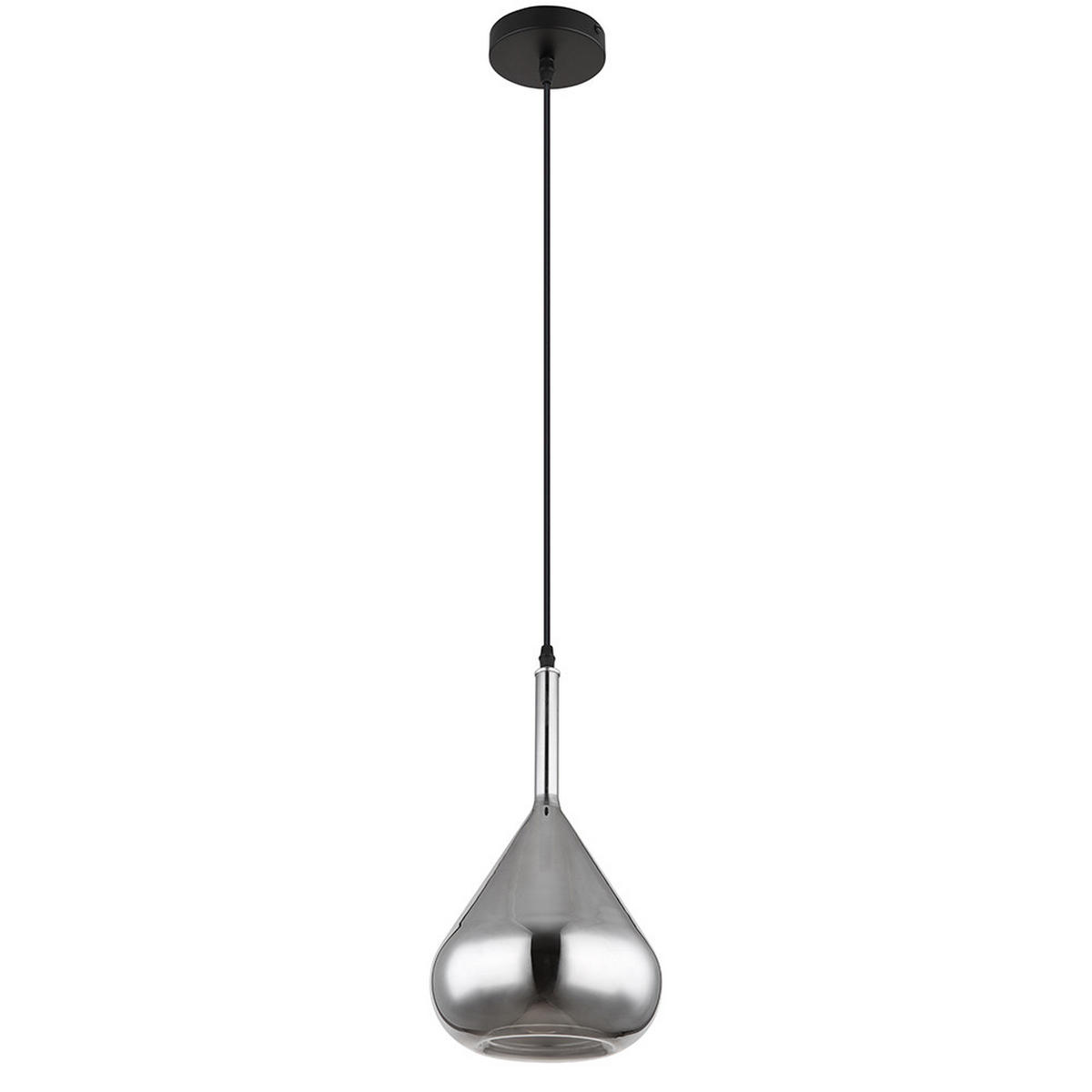 HÄNGELEUCHTE Metall Schwarz Glas rauchfarben - Schwarz, Glas (20/20/150cm) - Globo Lighting
