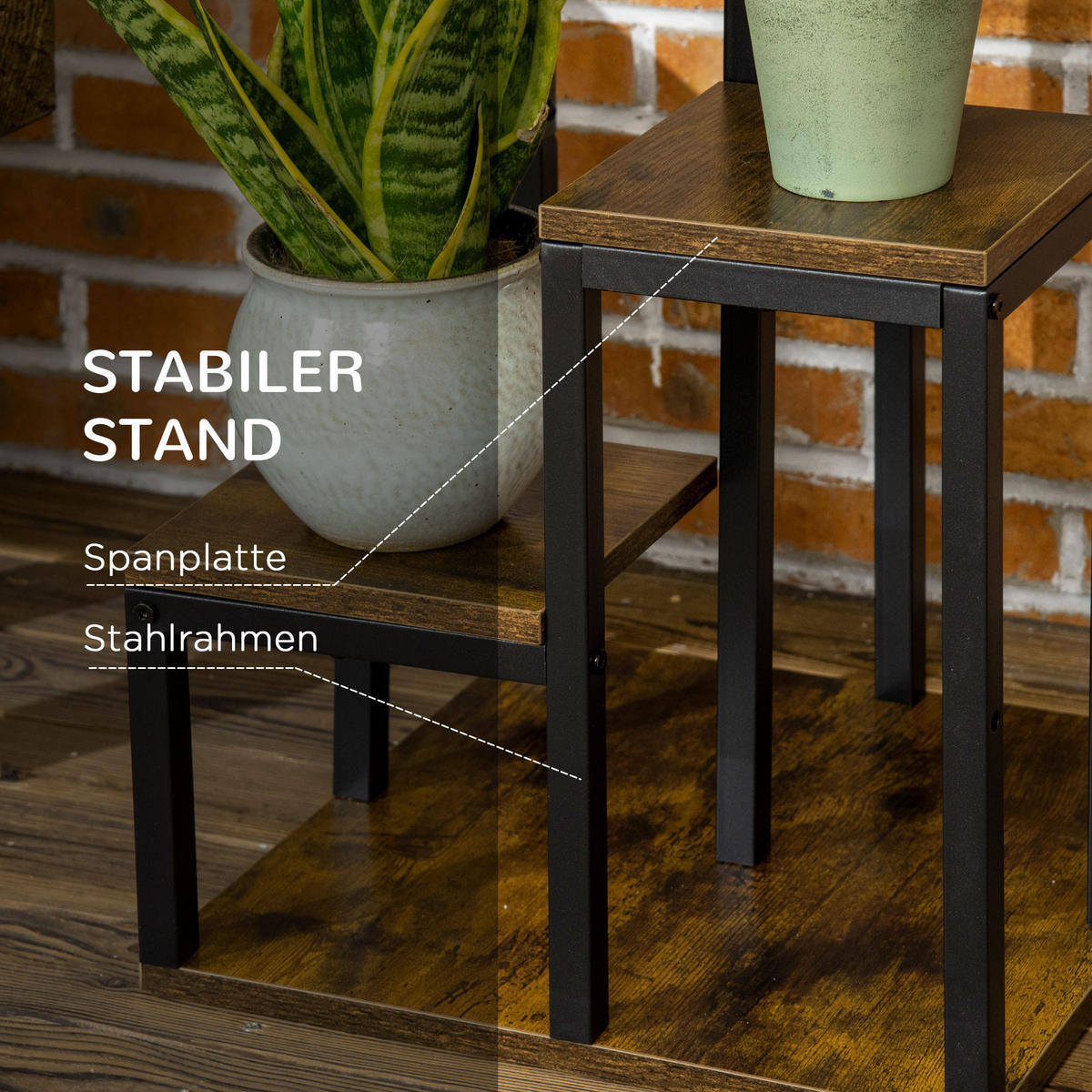 PFLANZENSTÄNDER, Stahl, Rustikal-Braun - Braun, Metall (40/81/40cm) - Outsunny