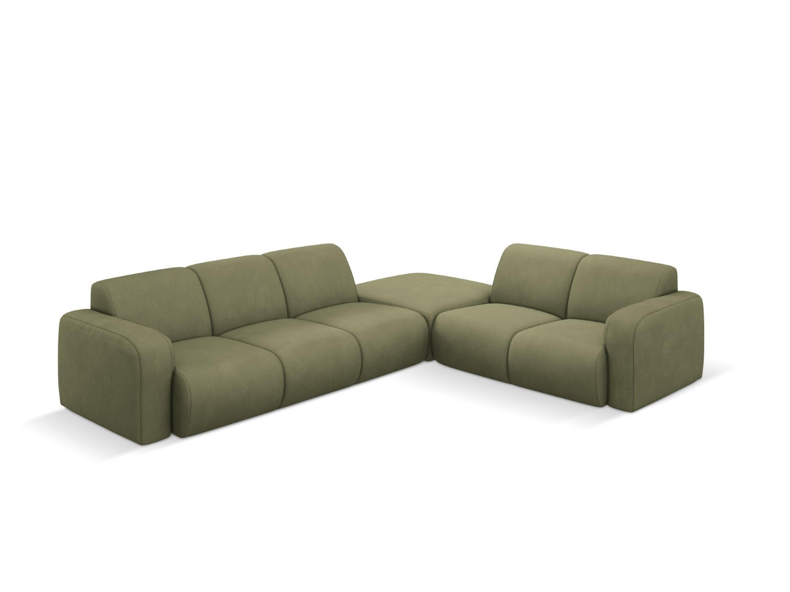 ECKSOFA rechts Molino aus strukturiertem Stoff hellgrün 6 Sitzplätze - Hellgrün, Textil (250/315cm) - Micadoni