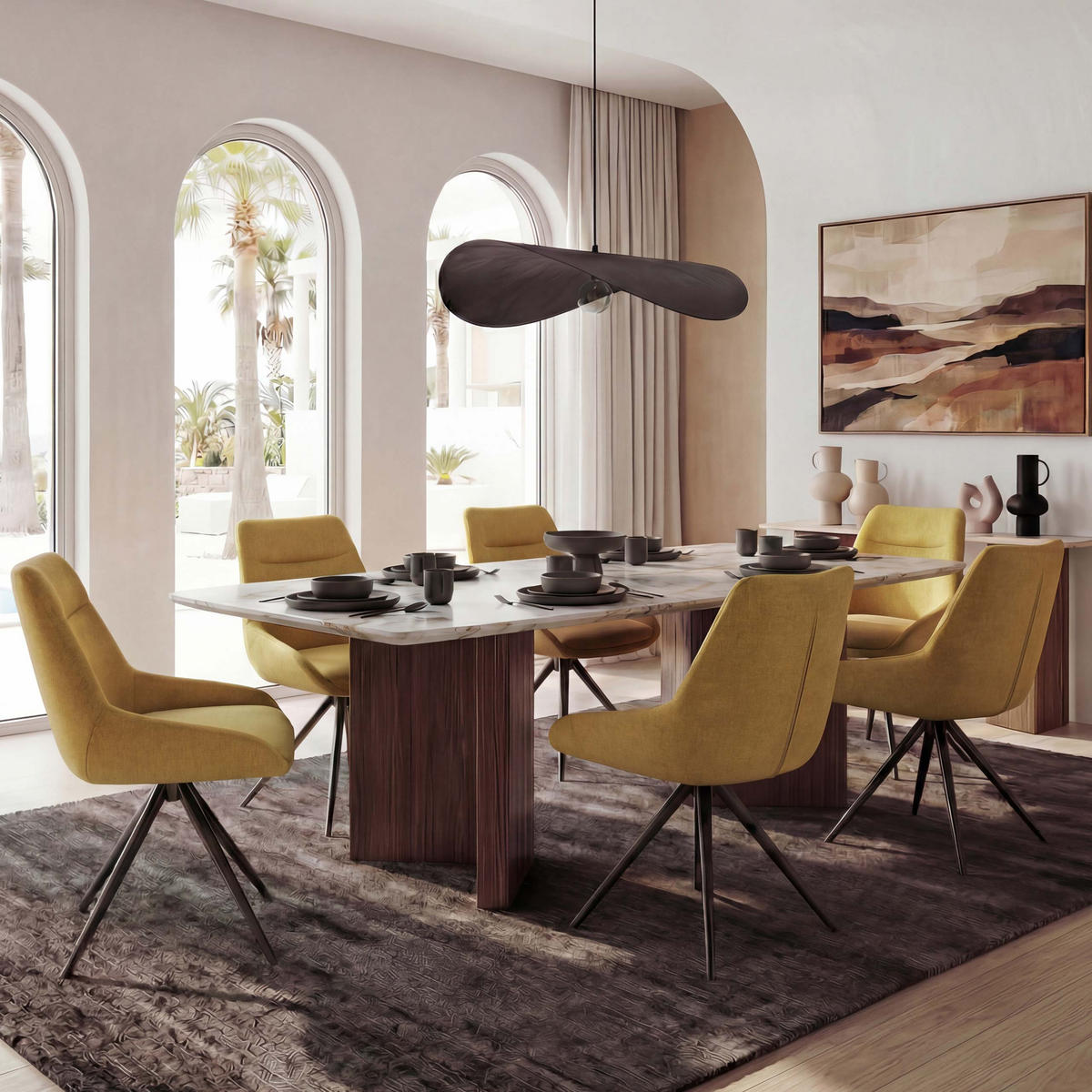 ESSZIMMERSTUHL Gelb 6er-Set - Gelb, Textil (51/86/60cm) - MCW