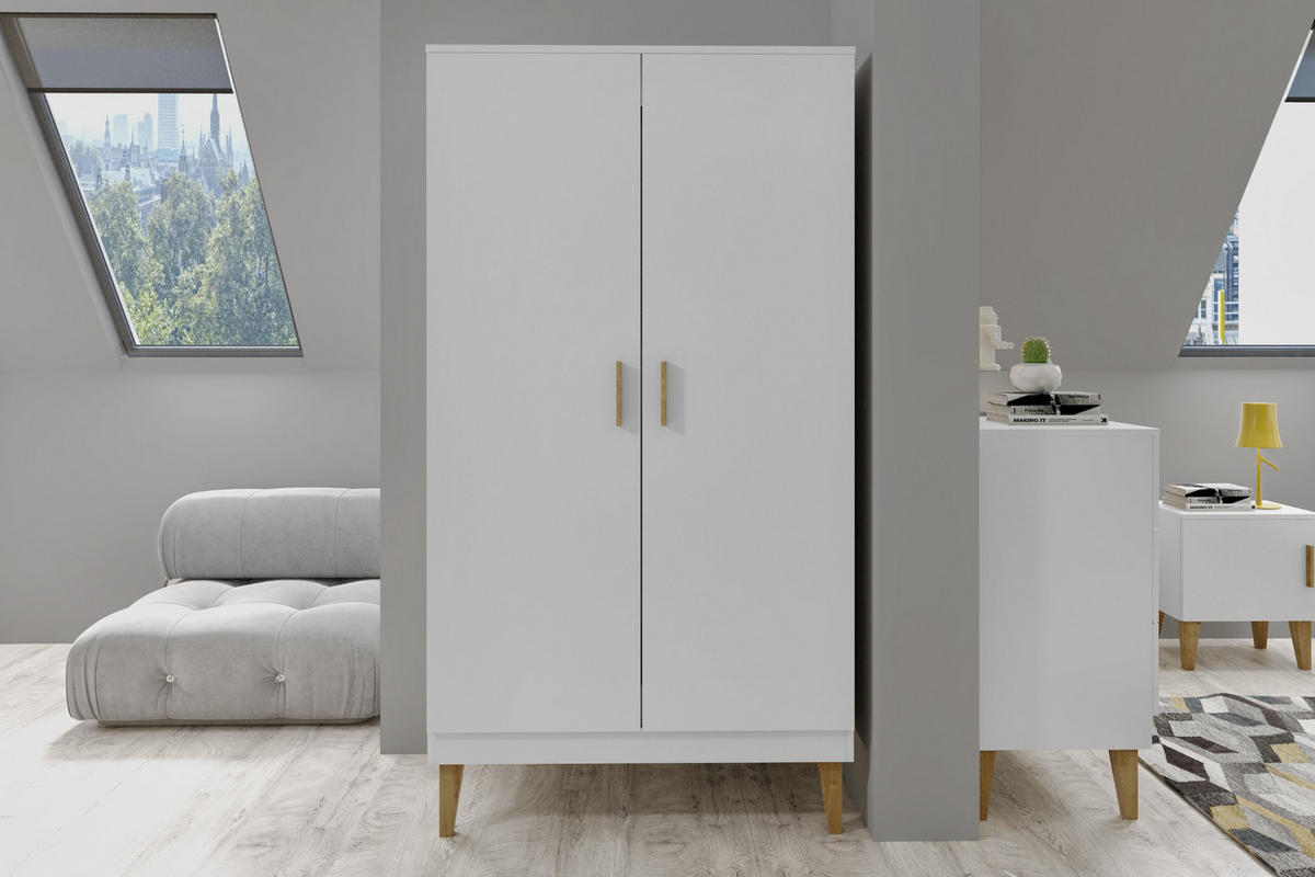 KINDERKLEIDERSCHRANK Kubi 55/184/100 - Weiß, Holzwerkstoff (55/184/100cm) - Kocot Kids