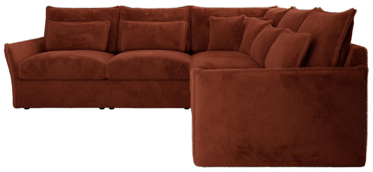 ECKSOFA VERSO L Orange Plüsch - Schwarz/Orange, Kunststoff/Textil (270/270cm) - MKS