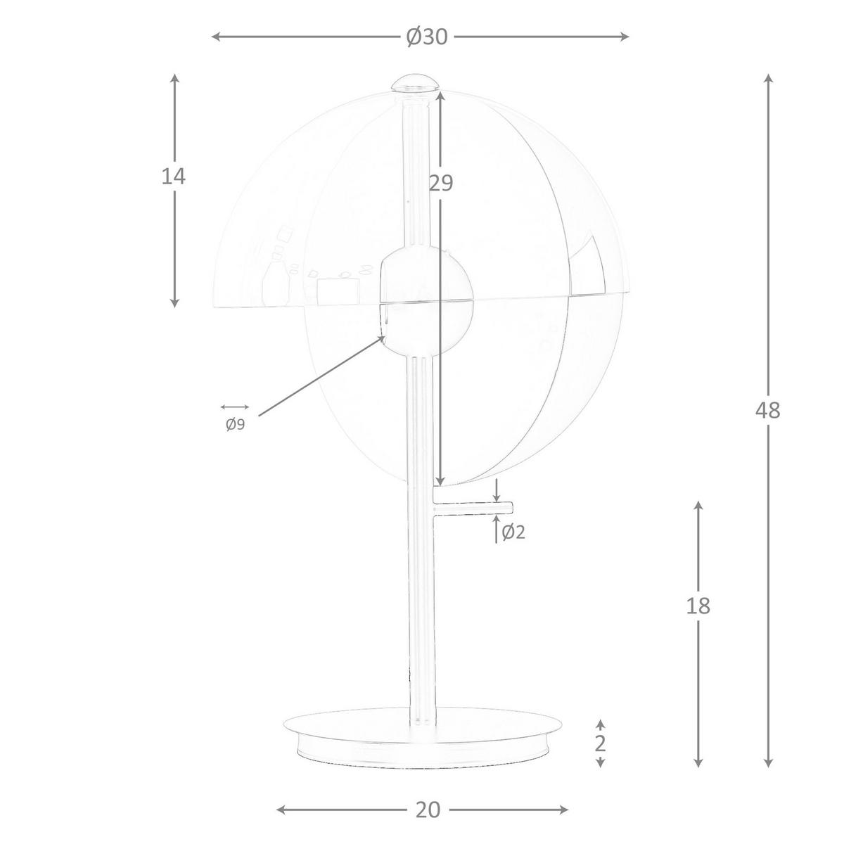 TISCHLEUCHTE aus bernsteinfarbenem Rauchglas und schwarzem und weißem Stahl mit Basis aus schwarzem Stahl Ø30/48 cm - Schwarz/Braun, Glas (30/30/48cm) - The Lumine