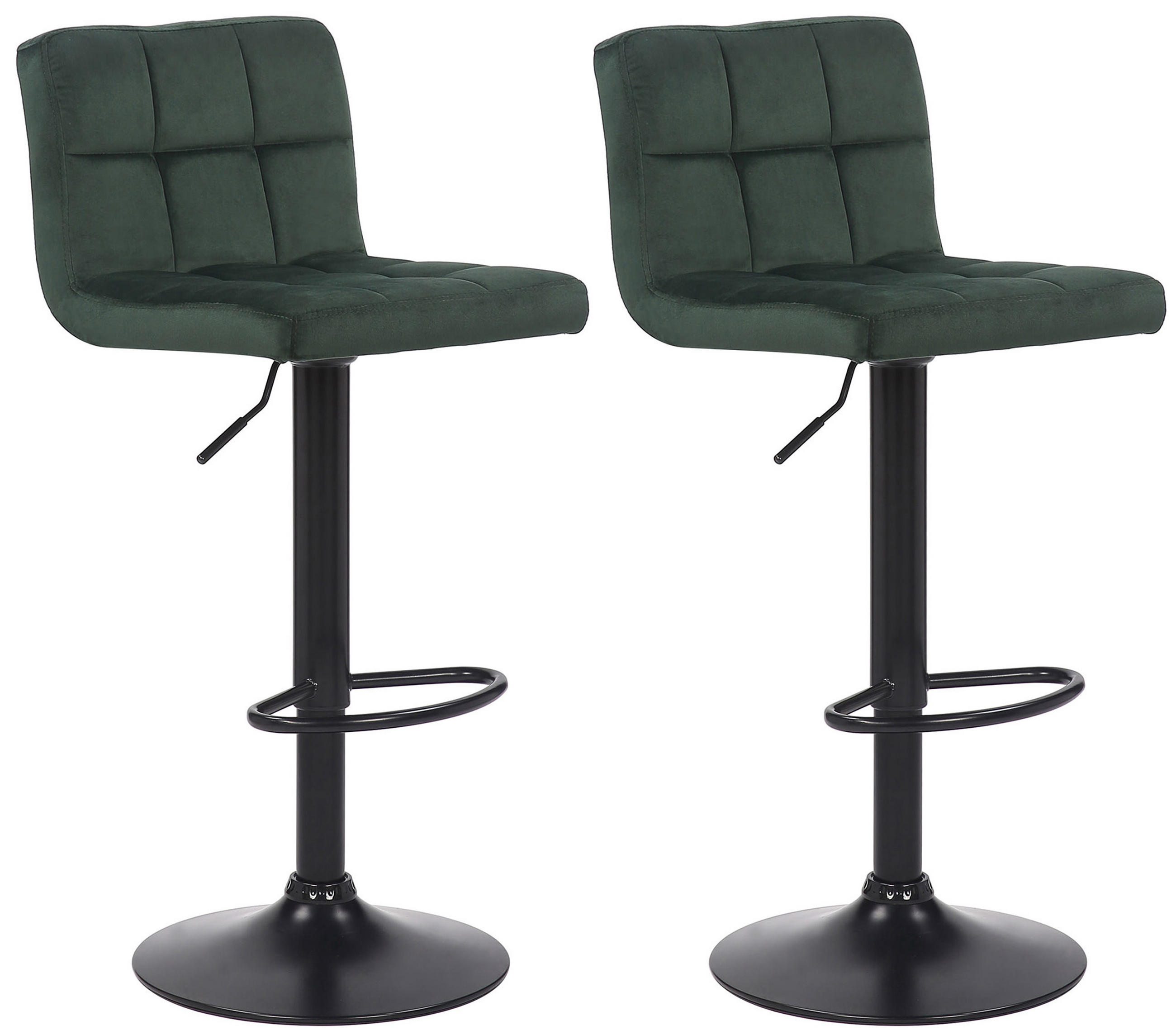 BARHOCKER 2er Set Fenai Samt grün - Schwarz/Grün, Textil/Metall (40/106/40cm) - TPFLiving