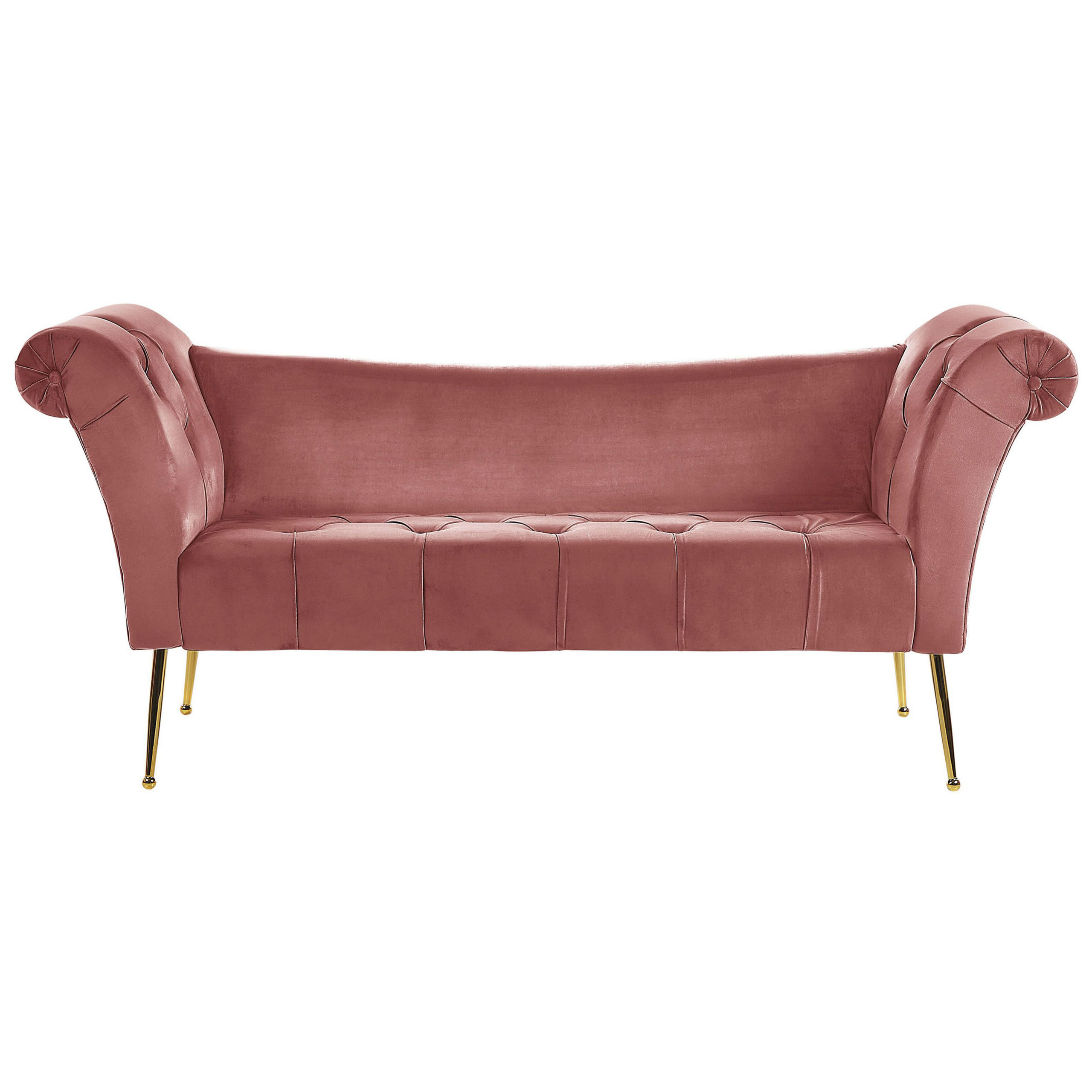 CHAISELONGUE Samtstoff rosa/gold Nantilly - Pink, Textil (175/76/70cm) - Beliani