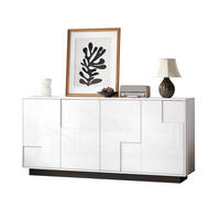 SIDEBOARD DE-37817 mit 4 Türen und geometrischem Design Weiß - Weiß, Holzwerkstoff (160/75.5/37cm) - ComfortXL