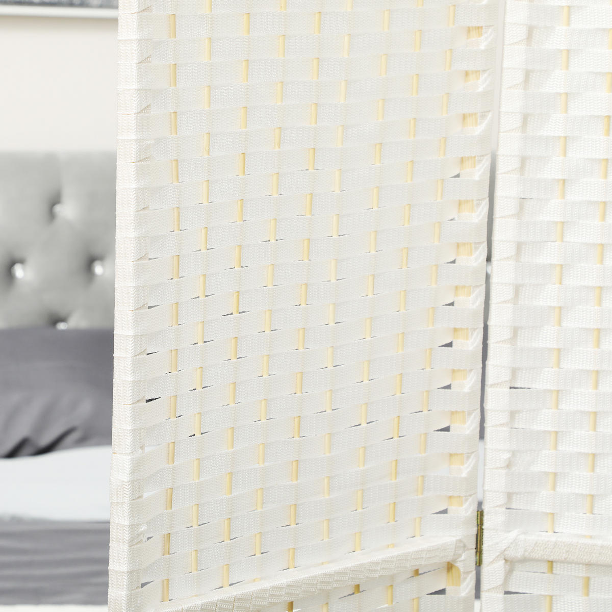 PARAVENT 4-teilig 160 x 170 cm Raumteiler Trennwand aus Kiefernholz Weiß - Weiß, Kunststoff (1.6/170/160cm) - HOMCOM