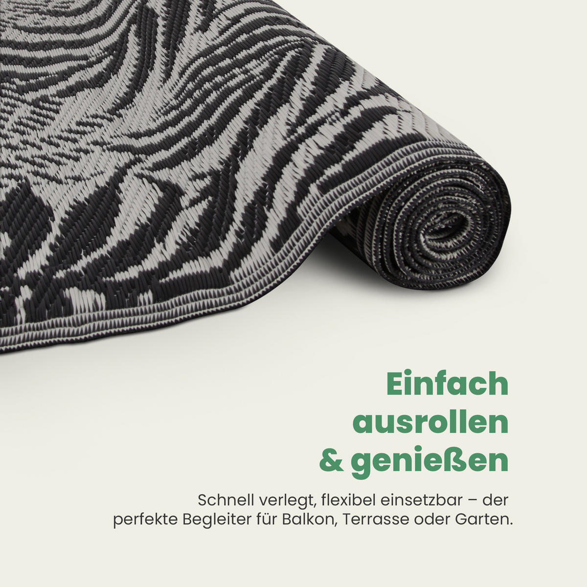 OUTDOORTEPPICH Teppich Wetterfest und UV-Beständig ( 120x180cm / Farn ) für Garten, Balkon, Terrasse - Hellgrau, Kunststoff (120/180cm) - Bestlivings