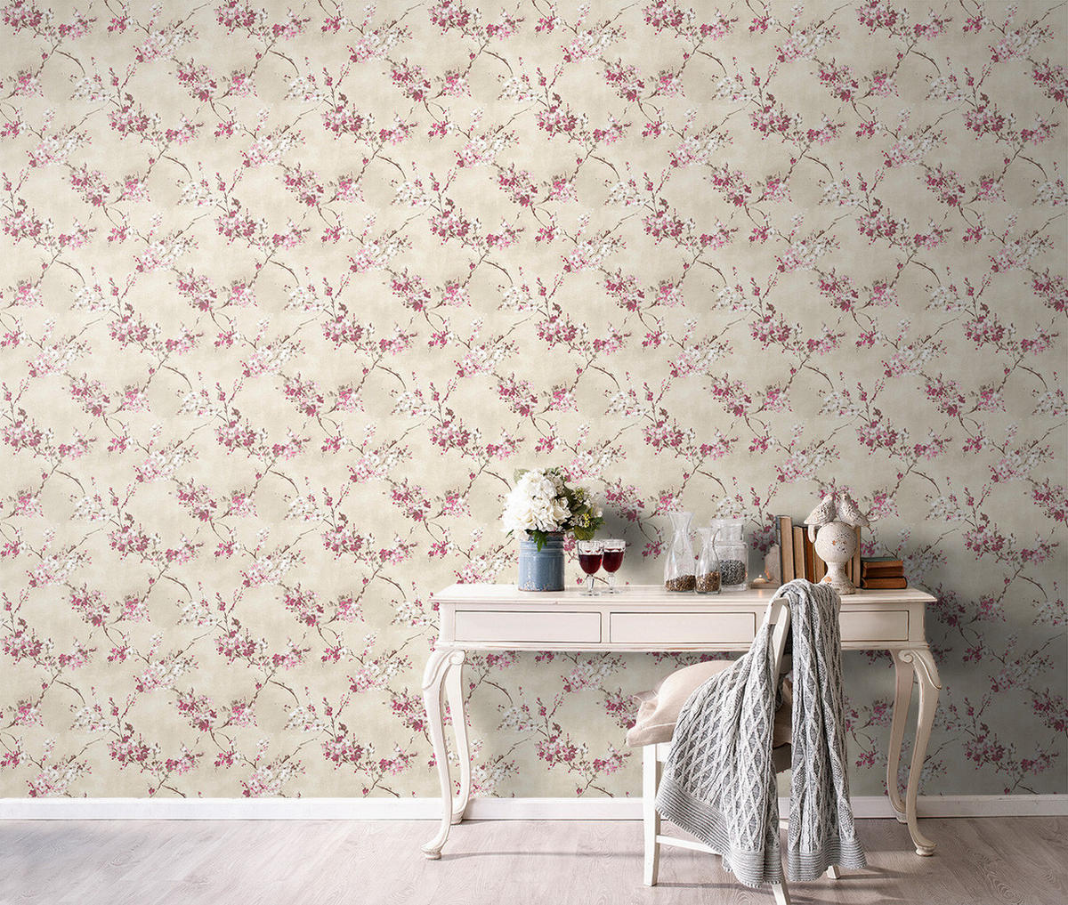 TAPETE Blumen 53 cm x 10 m - Pink, Papier (53/1000cm) - Sanders & Sanders