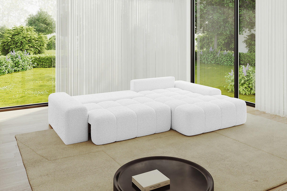 ECKSOFA Ottomane Rechts ENSI-L - 267x164x88 cm Weiß - Weiß, Holzwerkstoff/Kunststoff (164/267cm) - ALTDECOR