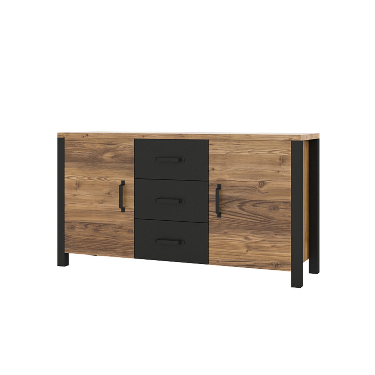 SIDEBOARD Lyam Holz und Schwarz - Schwarz, Holzwerkstoff (147/79/43cm) - Petits-meubles