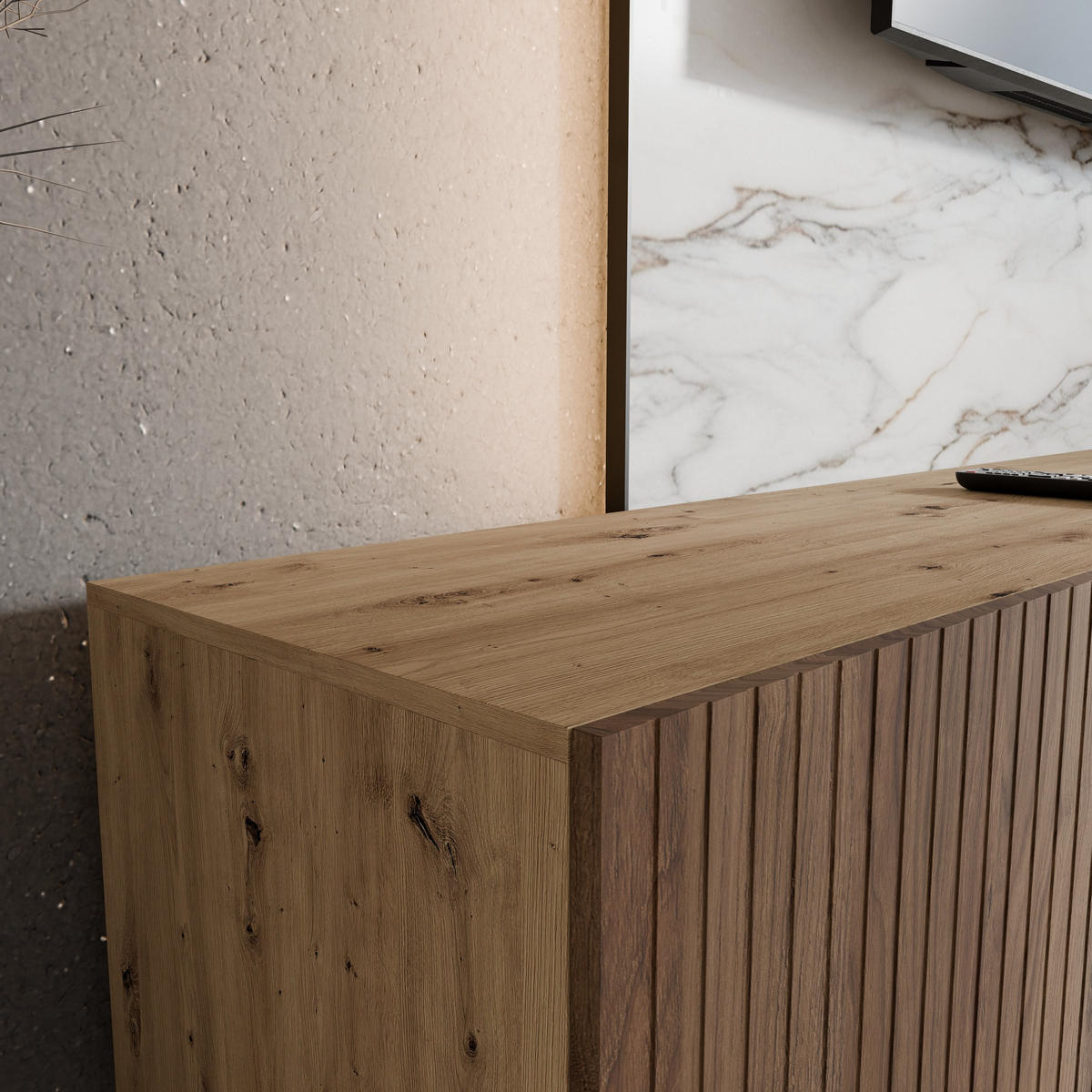 LOWBOARD LIVO 200/41/40 cm, Hängender TV-Schrank Eiche Artisan / Eichefarben - Eichefarben/Braun, Holzwerkstoff (200/41/40cm) - MASSENO