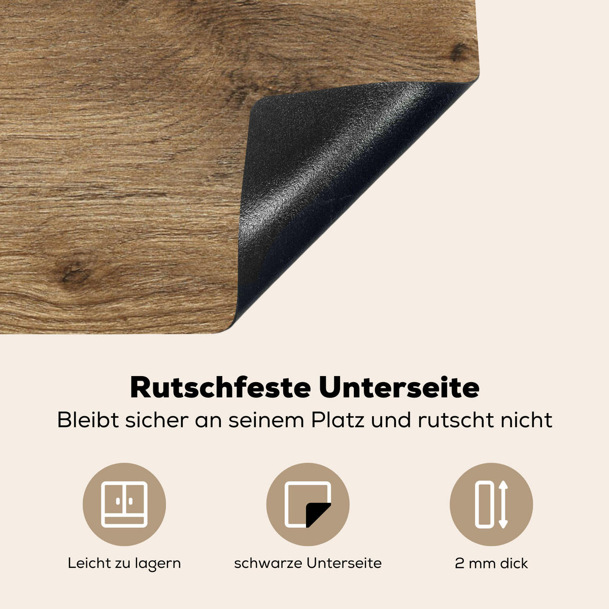 HERDABDECKPLATTE Holz - Braun - Holzoptik 80x52 cm - Eichefarben, Kunststoff (80/0.2/52cm) - MuchoWow