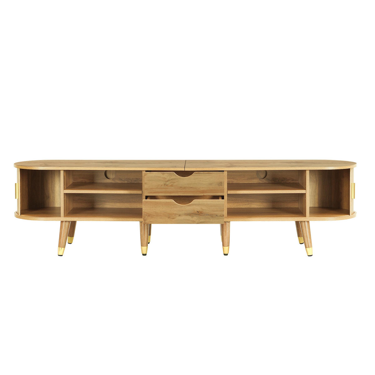 TV-ELEMENT175X38X45CM MDF SchiebetürenHolzoptik mit Kabelmanagement - Naturfarben, Holz (45.72/17.15/118cm) - Raelunyi