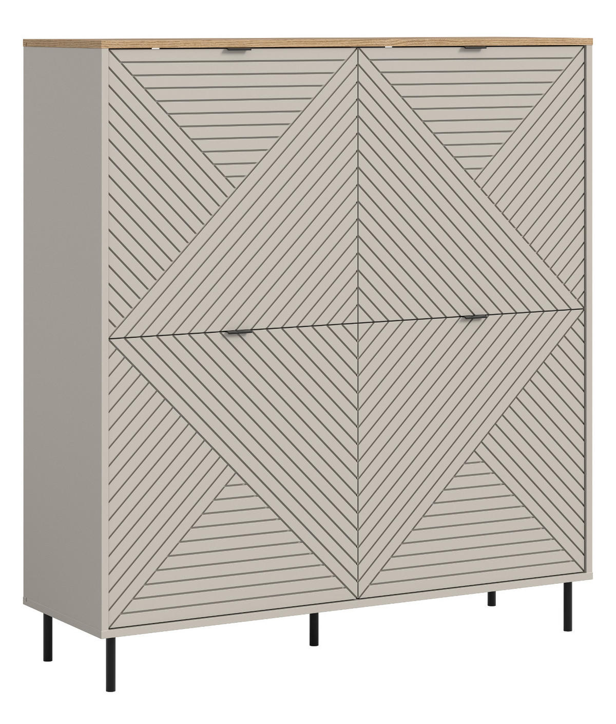 HIGHBOARD Kaschmir, Evoke Eiche 124 x 135 cm, Kommode in modernem Design - Kaschmir/Eichefarben, Holzwerkstoff/Metall (124/135/40cm) - Inn.Furn