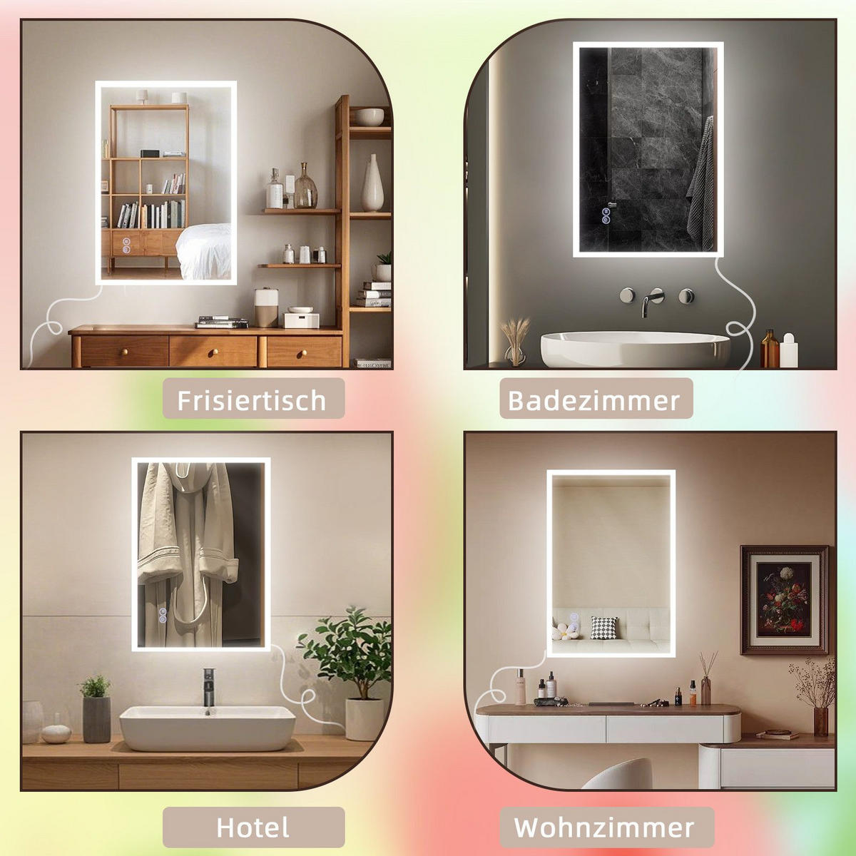 BADEZIMMERSPIEGEL Reddy mit LED-Leuchte 70/50 cm - Weiß, Glas (70/2.9/50cm) - Nettlife