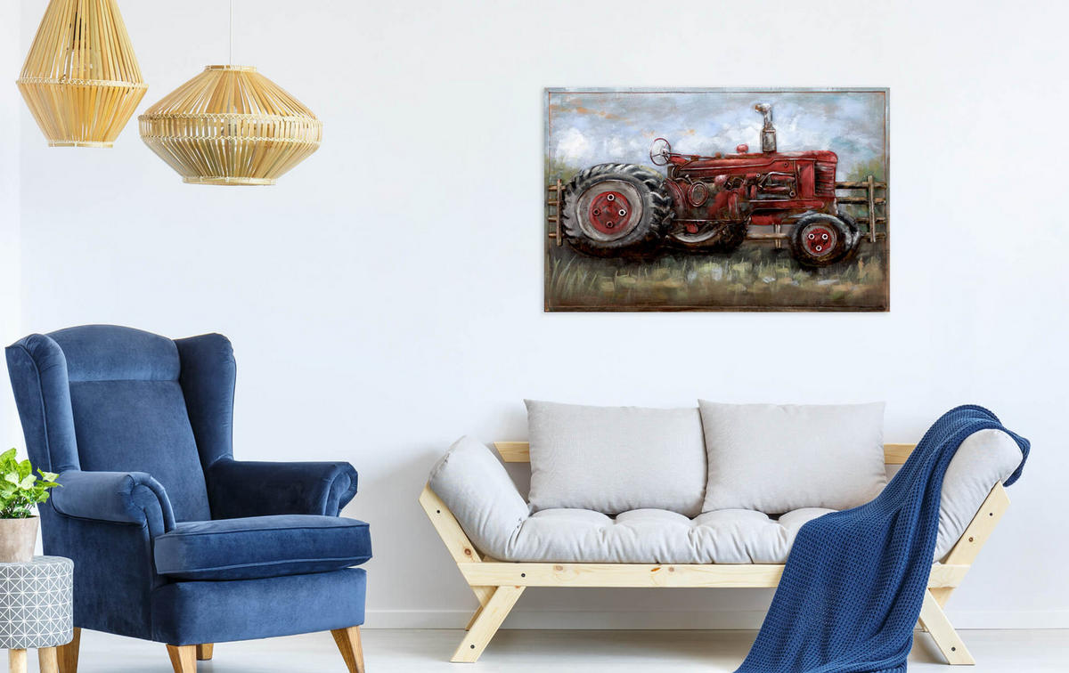 METALLBILD Blau 90/60 cm - Blau/Rot, Metall (3.01/60cm) - KUNSTLOFT