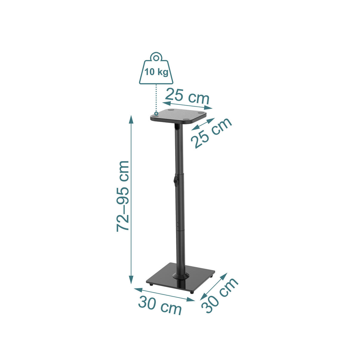 2 x stojany reproduktorov - čierna, kov/sklo (30/72/30cm) - Relaxdays