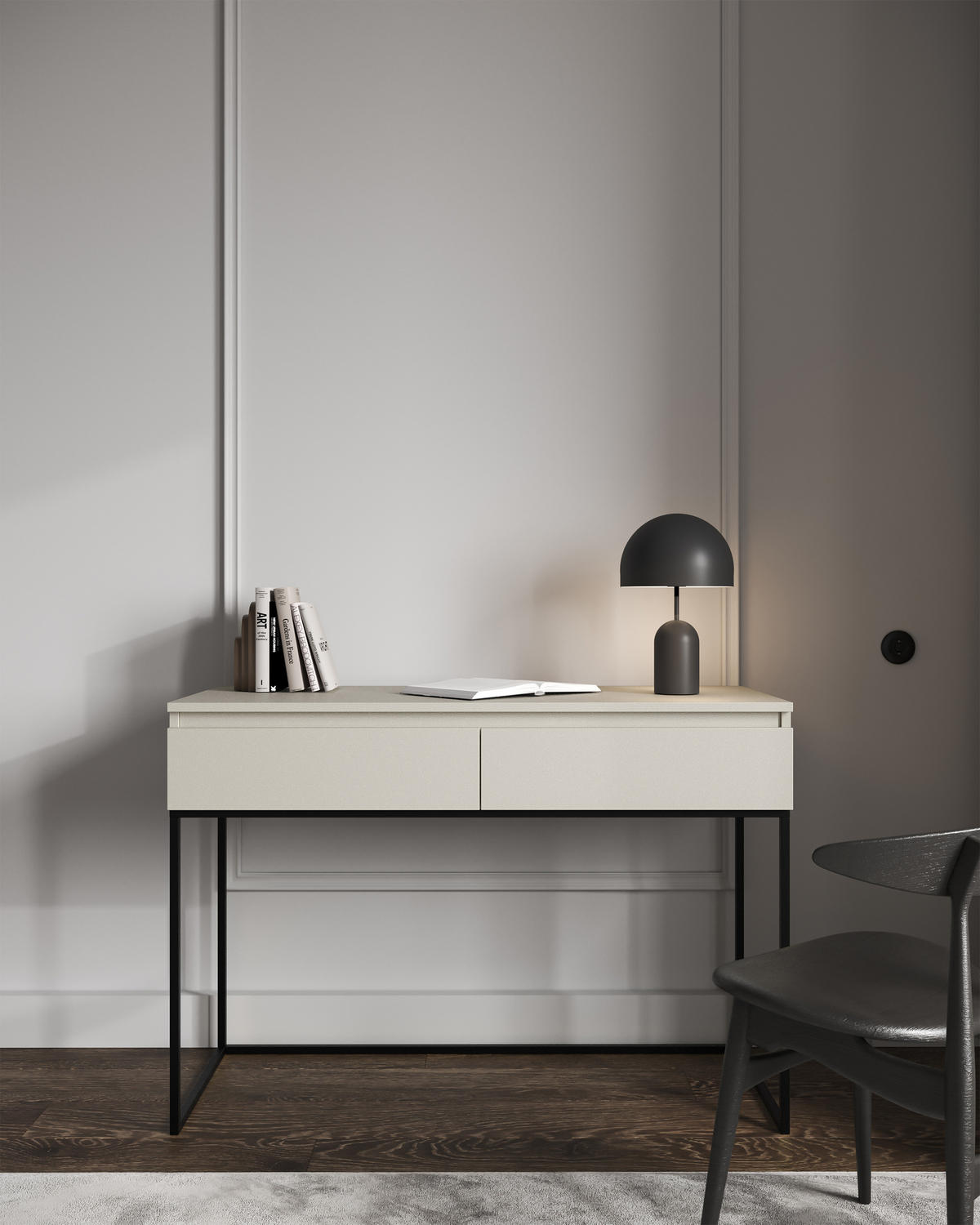 KONSOLENTISCH Bemmi Beige mit Metallbeinen - Beige/Schwarz, Holzwerkstoff/Metall (50/120/80cm) - Selsey