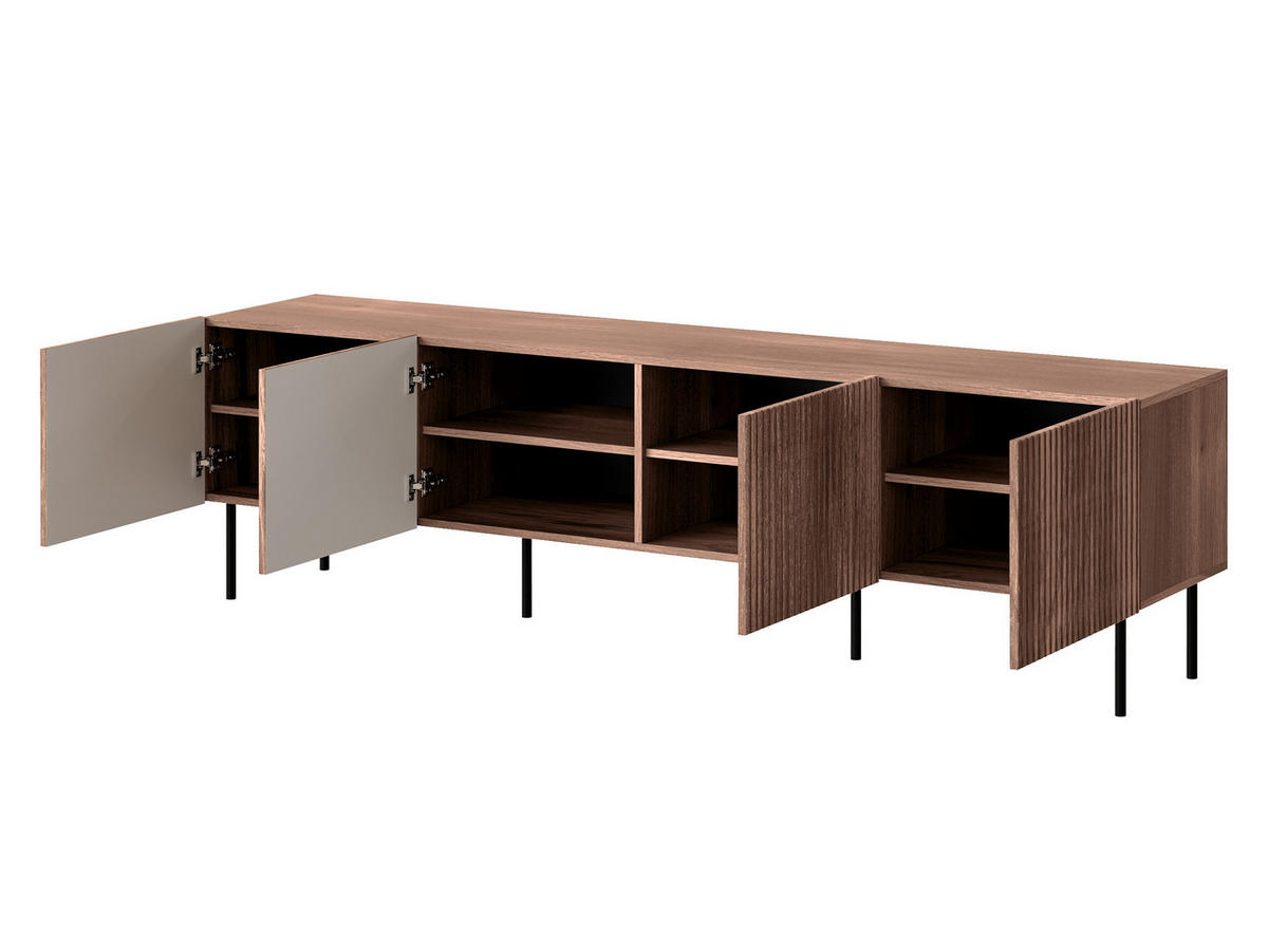 TV-ELEMENT Tacos 200 4D - Schwarz/Braun, Holzwerkstoff/Metall (201/58/40cm) - MIRJAN24