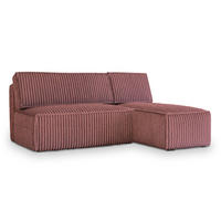 ECKSOFA BRISO T Rosa Kordstoff mit Schlaffunktion - Rosa, Holz (200/140cm) - MASSENO