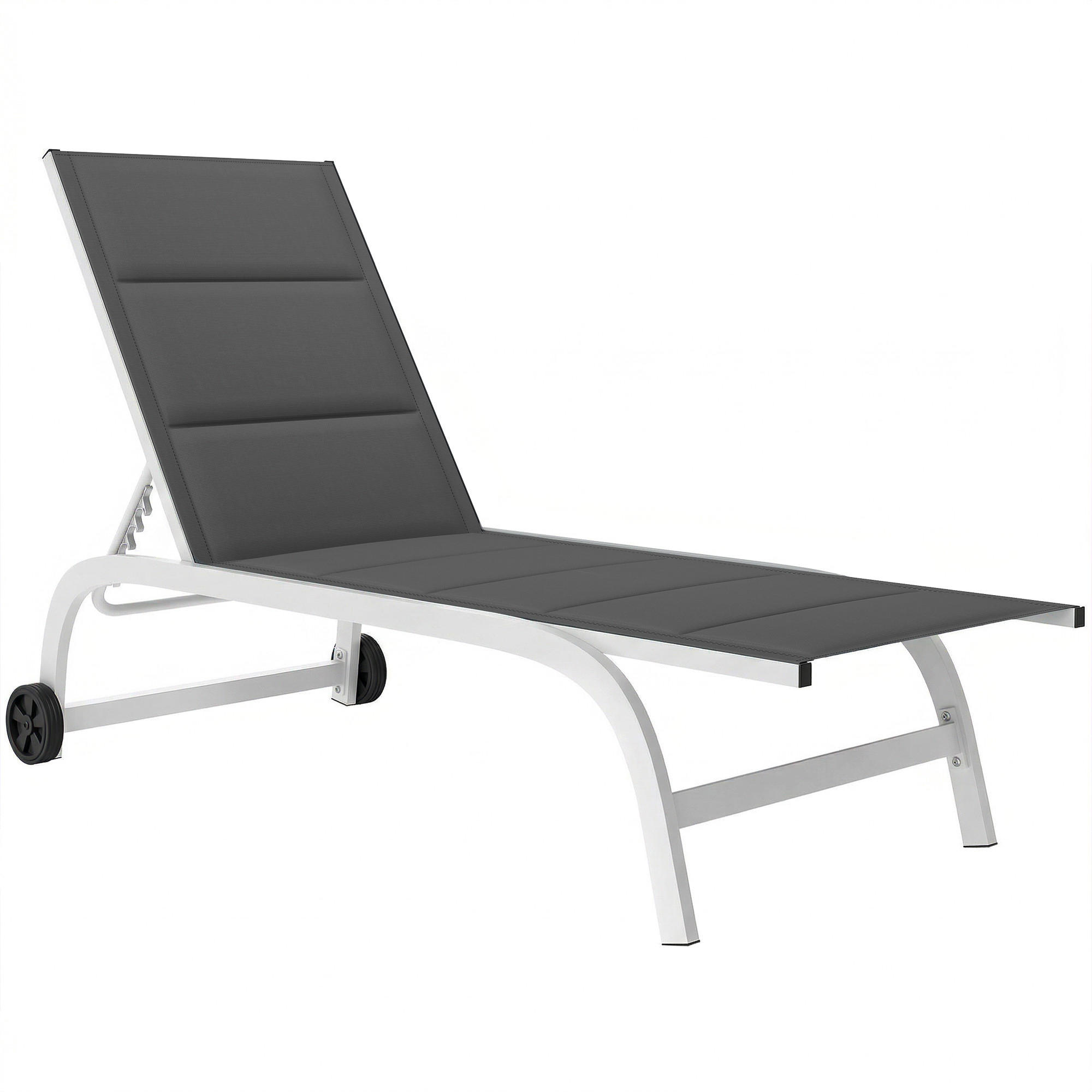SONNENLIEGE Garten-Sonnenliege mit Rollen aus Texteline mit Aluminiumrahmen,165*62*94 cm ,dunkelgrau und weiß - Grau, Metall (62/94/165cm) - Vallsero